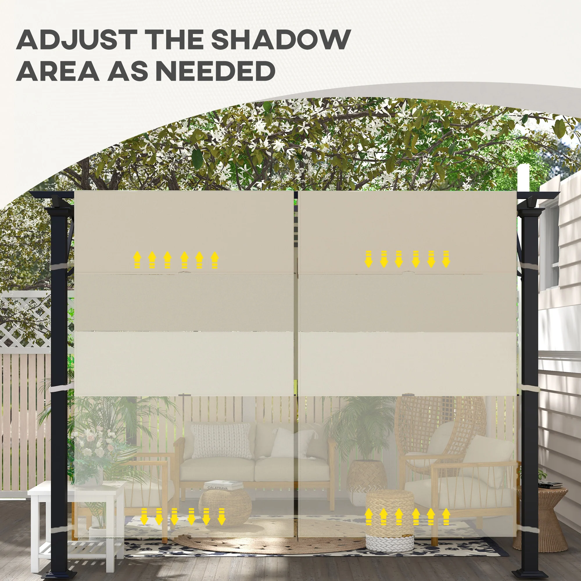 2-Pack 16' x 4' UV-Blocking Pergola Shade Covers, for 10 x 10ft Pergola, Khaki - Image 9