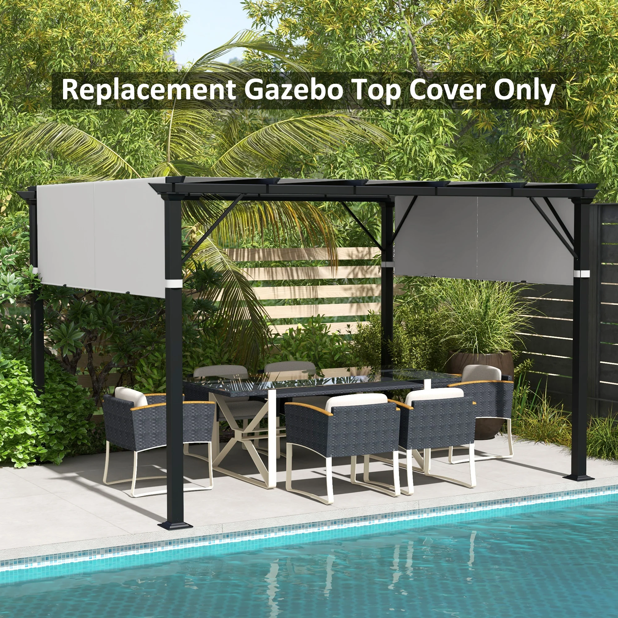2-Pack 16' x 4' UV-Blocking Pergola Shade Covers, for 10 x 10ft Pergola, Light Grey - Image 4