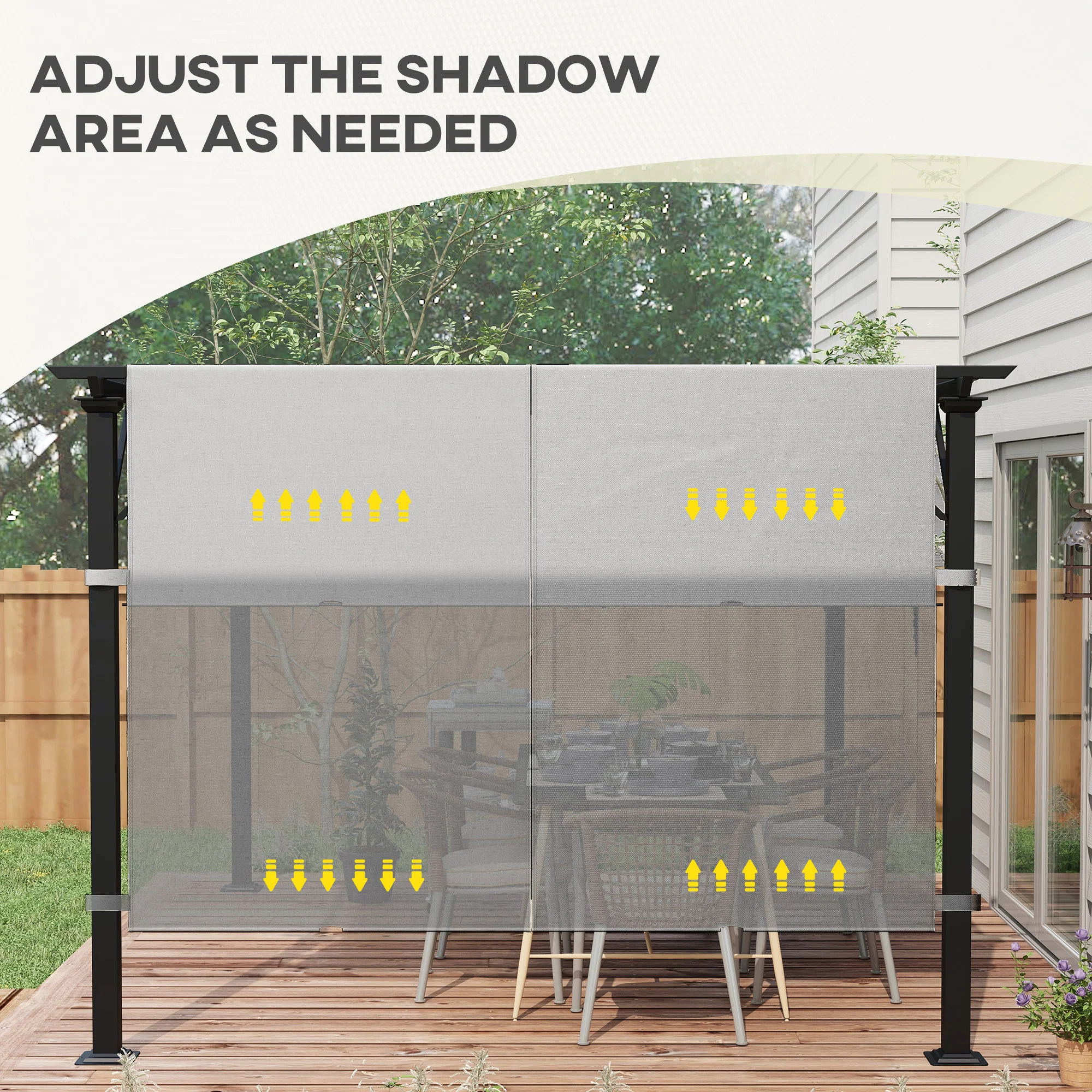 2-Pack 16' x 4' UV-Blocking Pergola Shade Covers, for 10 x 10ft Pergola, Light Grey - Image 9