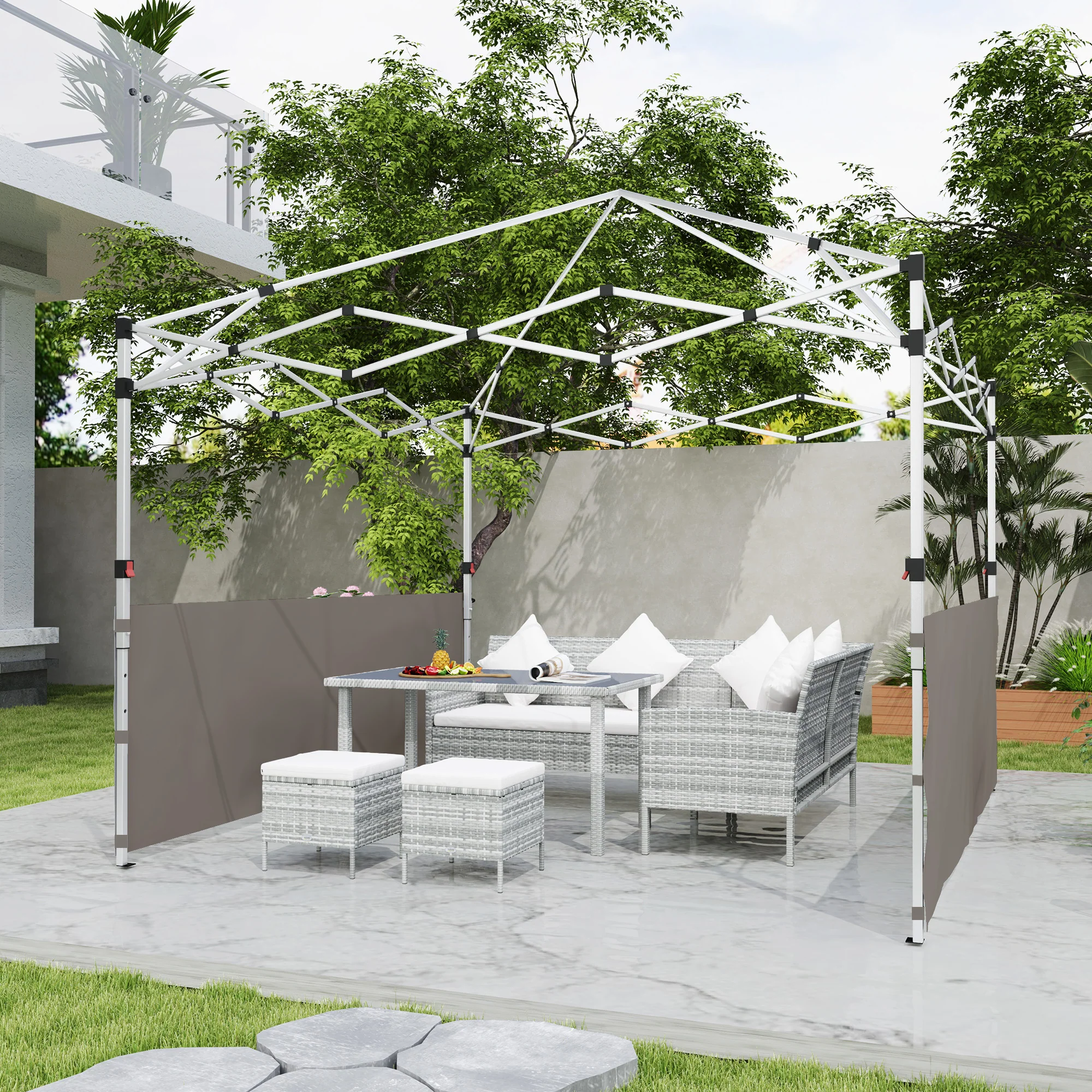 2-Pack Half Sidewalls for 10' x 10'/20' Canopy,UPF 30+ UV-Resistant, Grey - Image 10