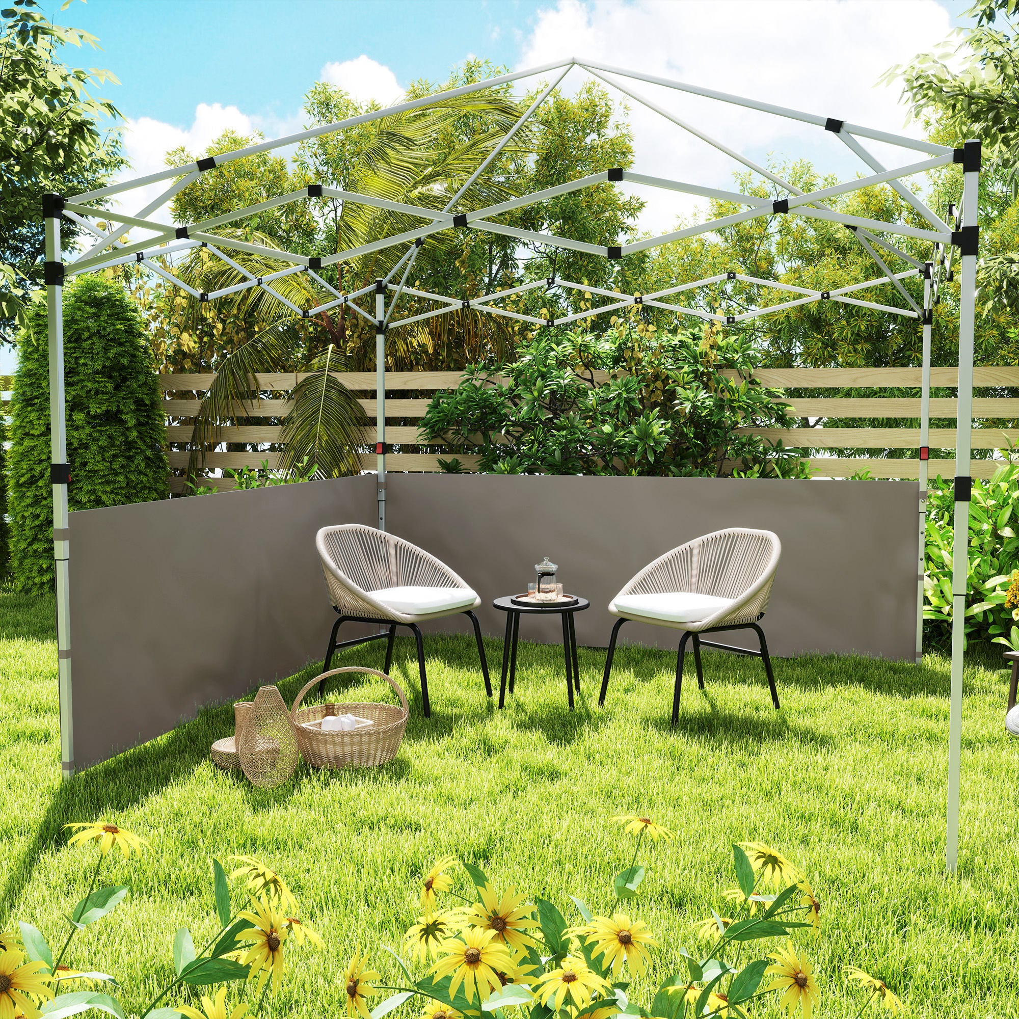 2-Pack Half Sidewalls for 10' x 10'/20' Canopy,UPF 30+ UV-Resistant, Grey - Image 3