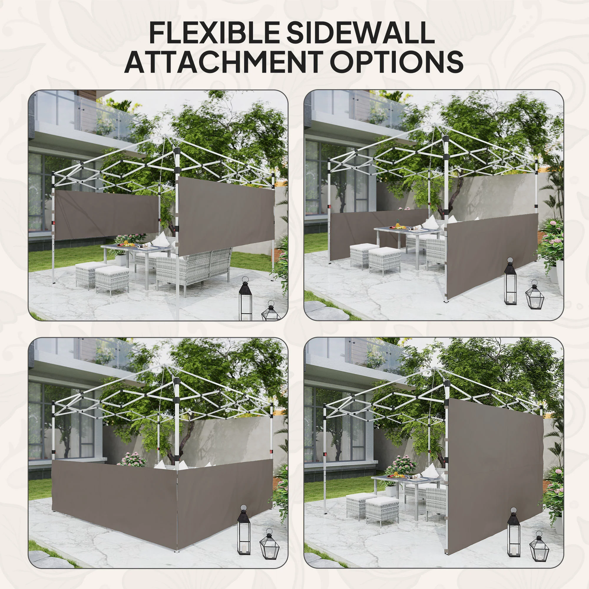 2-Pack Half Sidewalls for 10' x 10'/20' Canopy,UPF 30+ UV-Resistant, Grey - Image 7