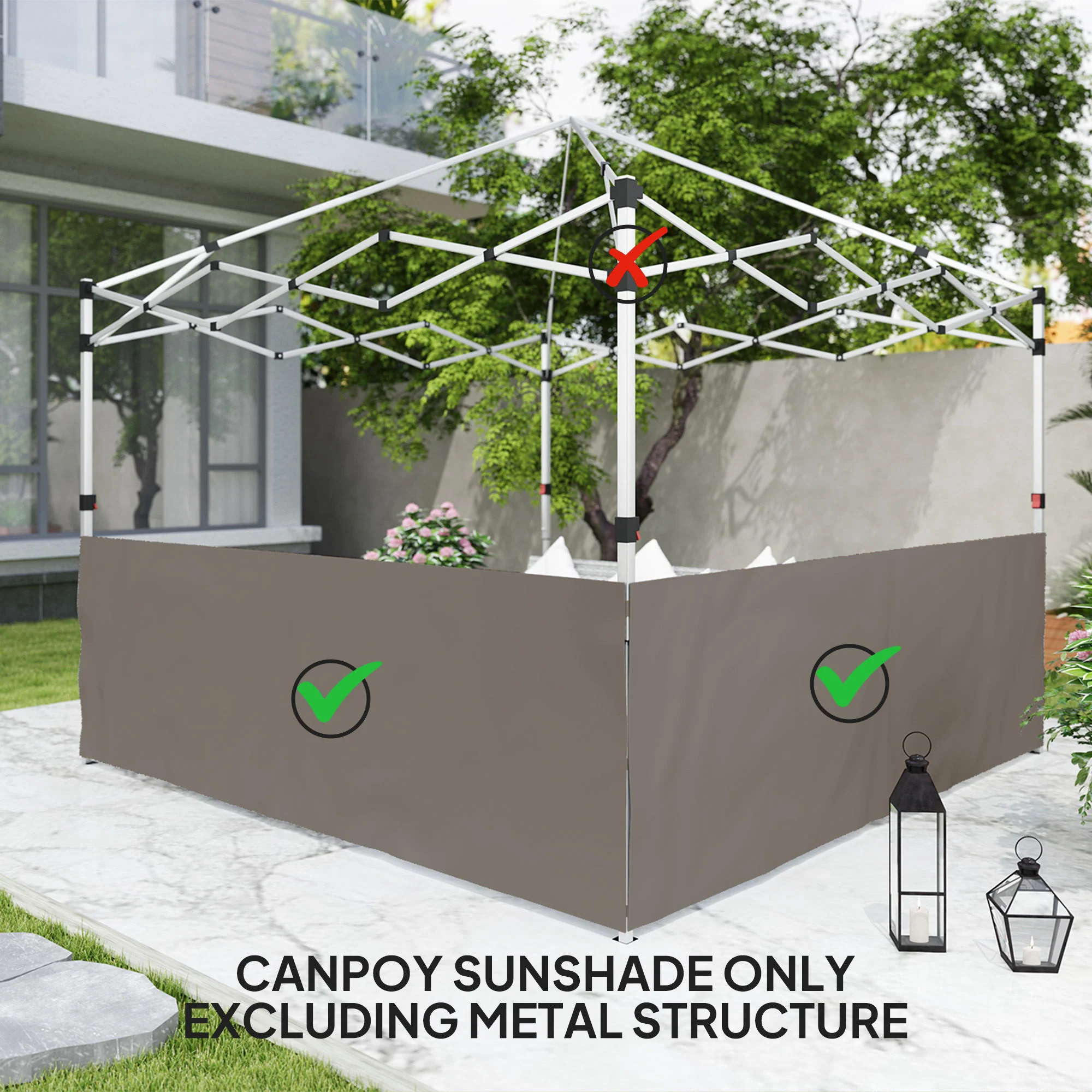 2-Pack Half Sidewalls for 10' x 10'/20' Canopy,UPF 30+ UV-Resistant, Grey - Image 9
