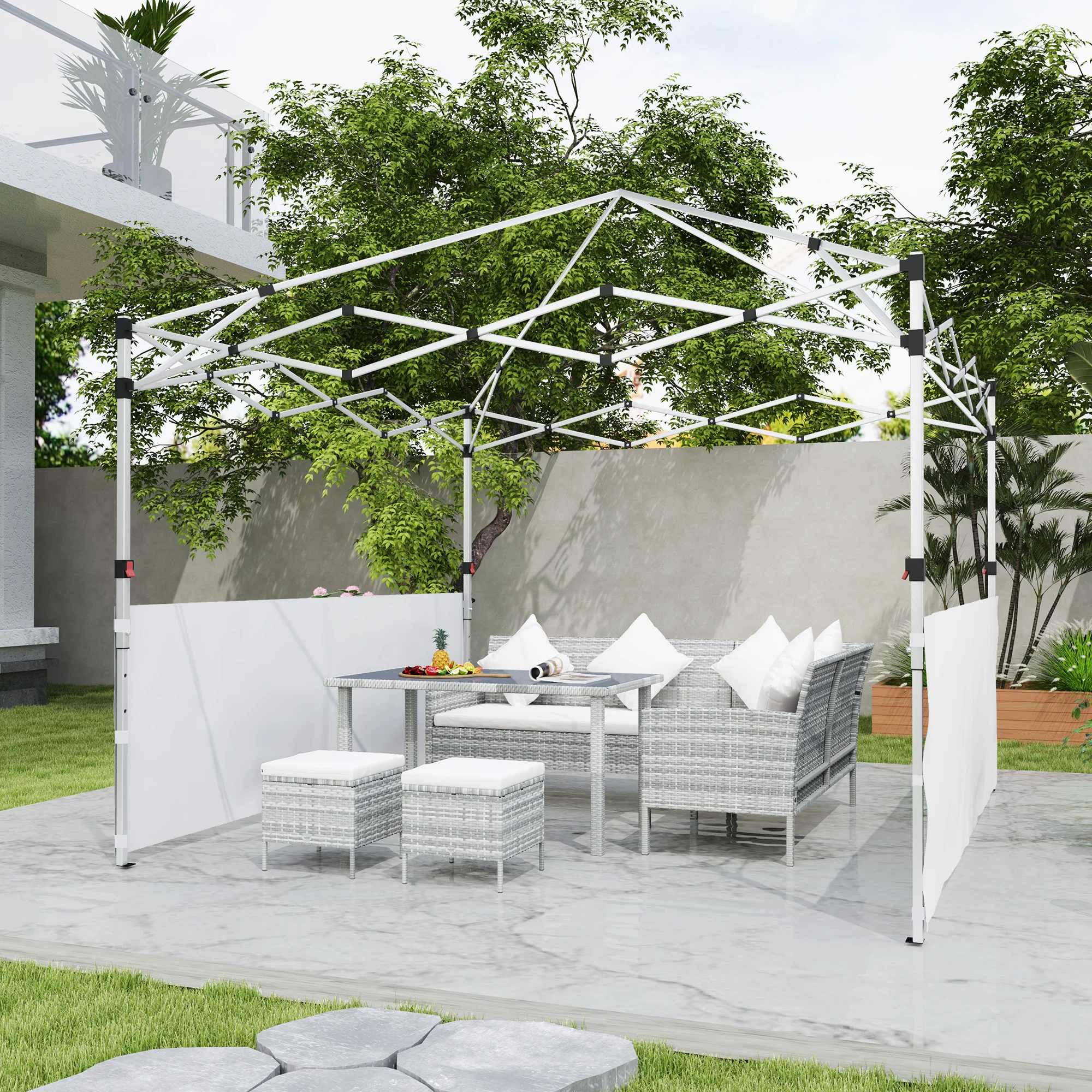 2-Pack Half Sidewalls for 10' x 10'/20' Canopy,UPF 30+ UV-Resistant, White - Image 10
