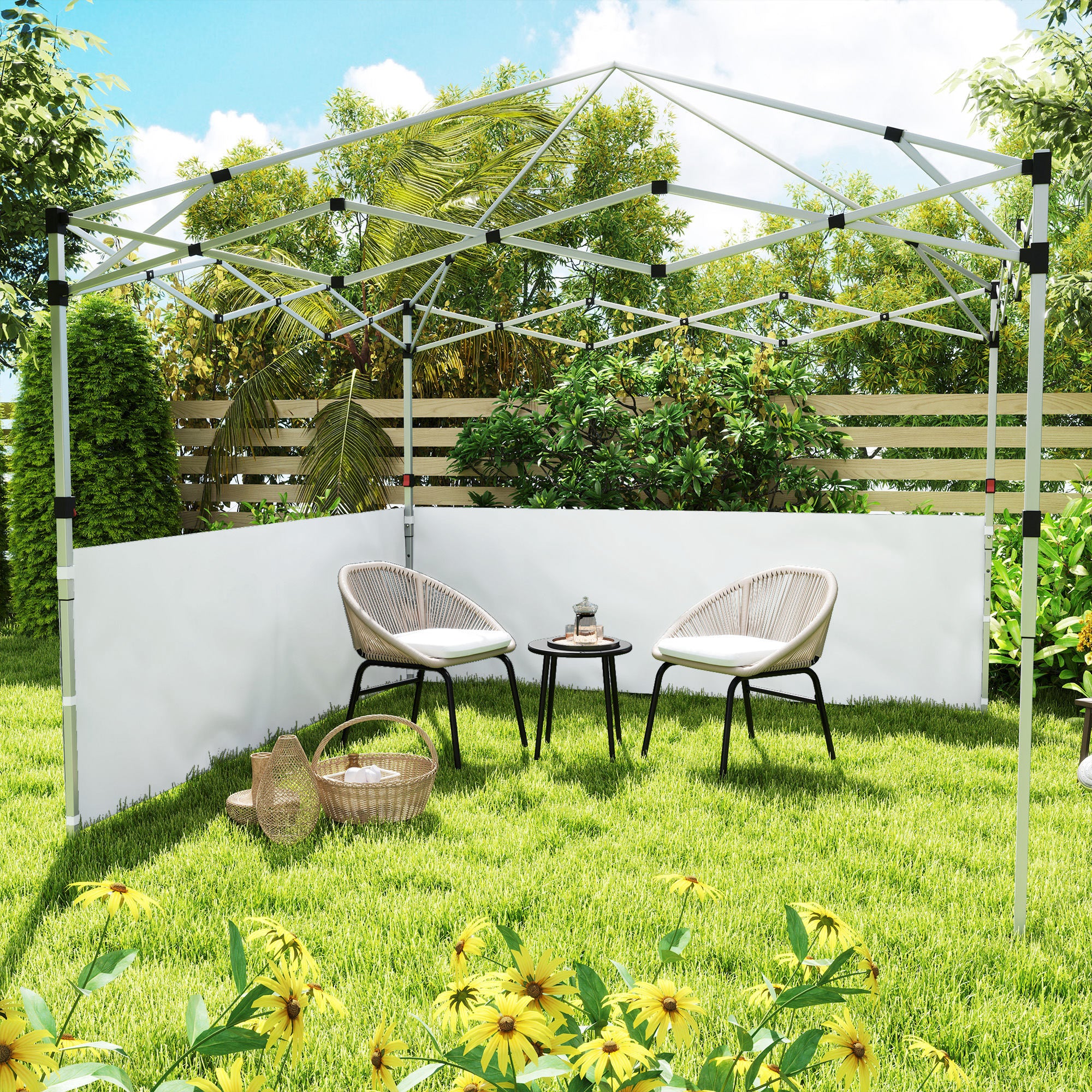 2-Pack Half Sidewalls for 10' x 10'/20' Canopy,UPF 30+ UV-Resistant, White - Image 3