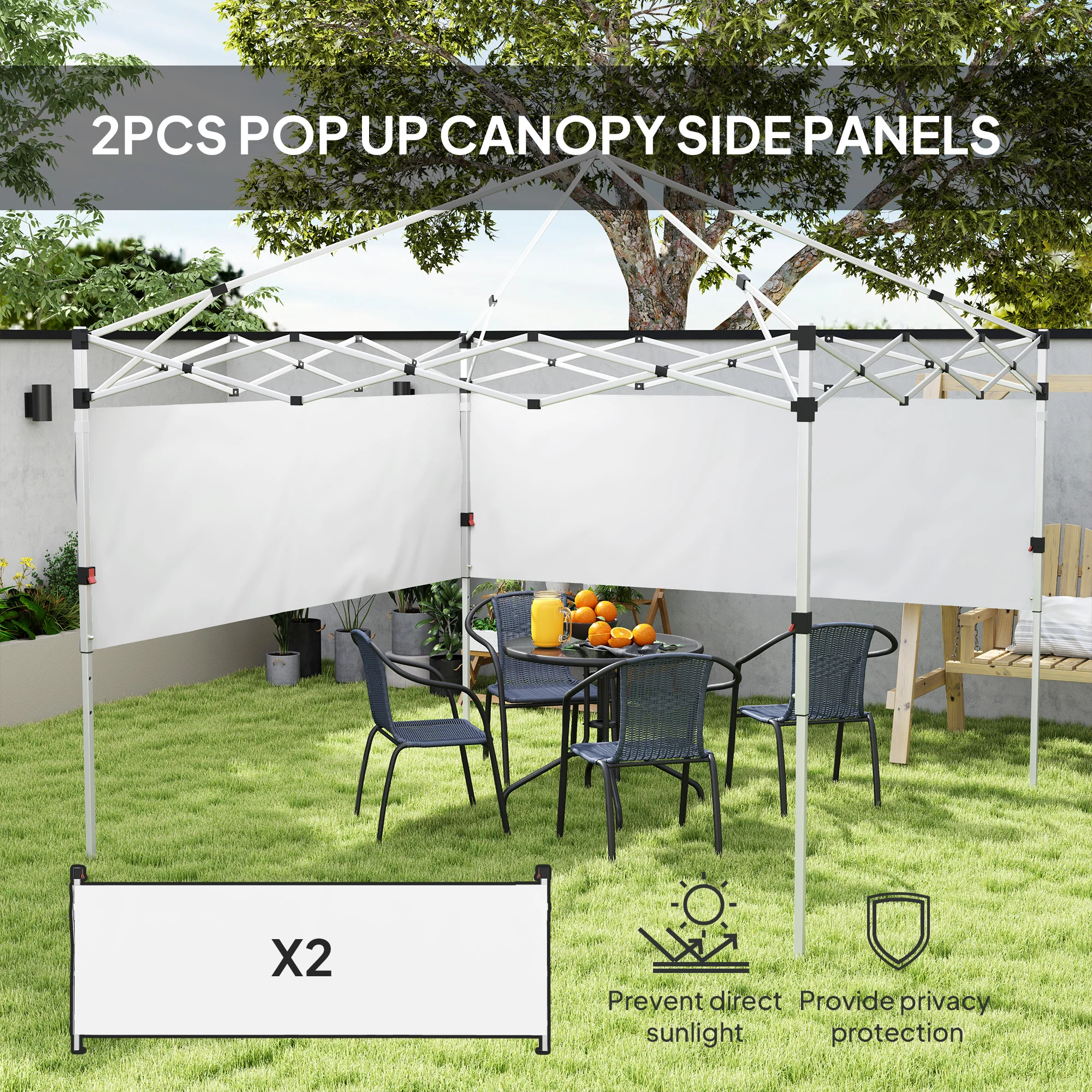2-Pack Half Sidewalls for 10' x 10'/20' Canopy,UPF 30+ UV-Resistant, White - Image 6