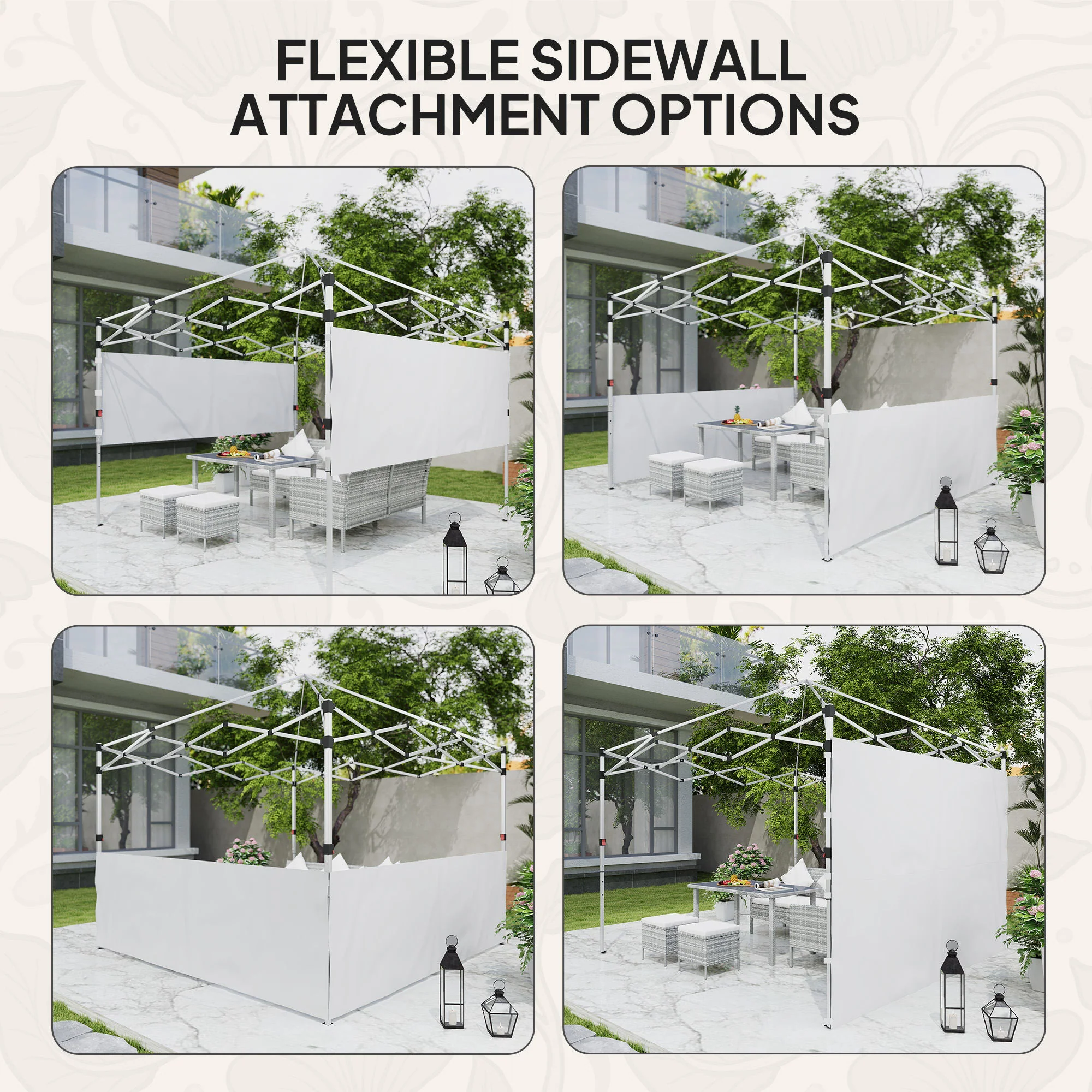 2-Pack Half Sidewalls for 10' x 10'/20' Canopy,UPF 30+ UV-Resistant, White - Image 7