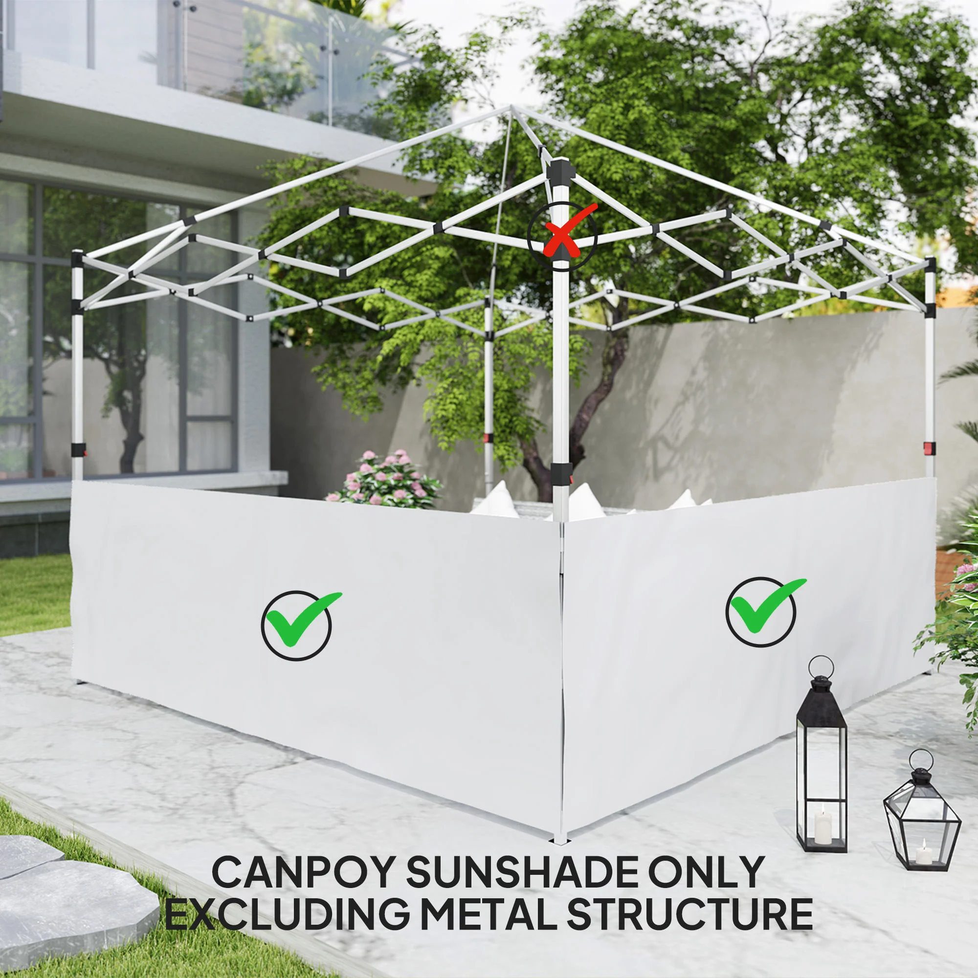 2-Pack Half Sidewalls for 10' x 10'/20' Canopy,UPF 30+ UV-Resistant, White - Image 9