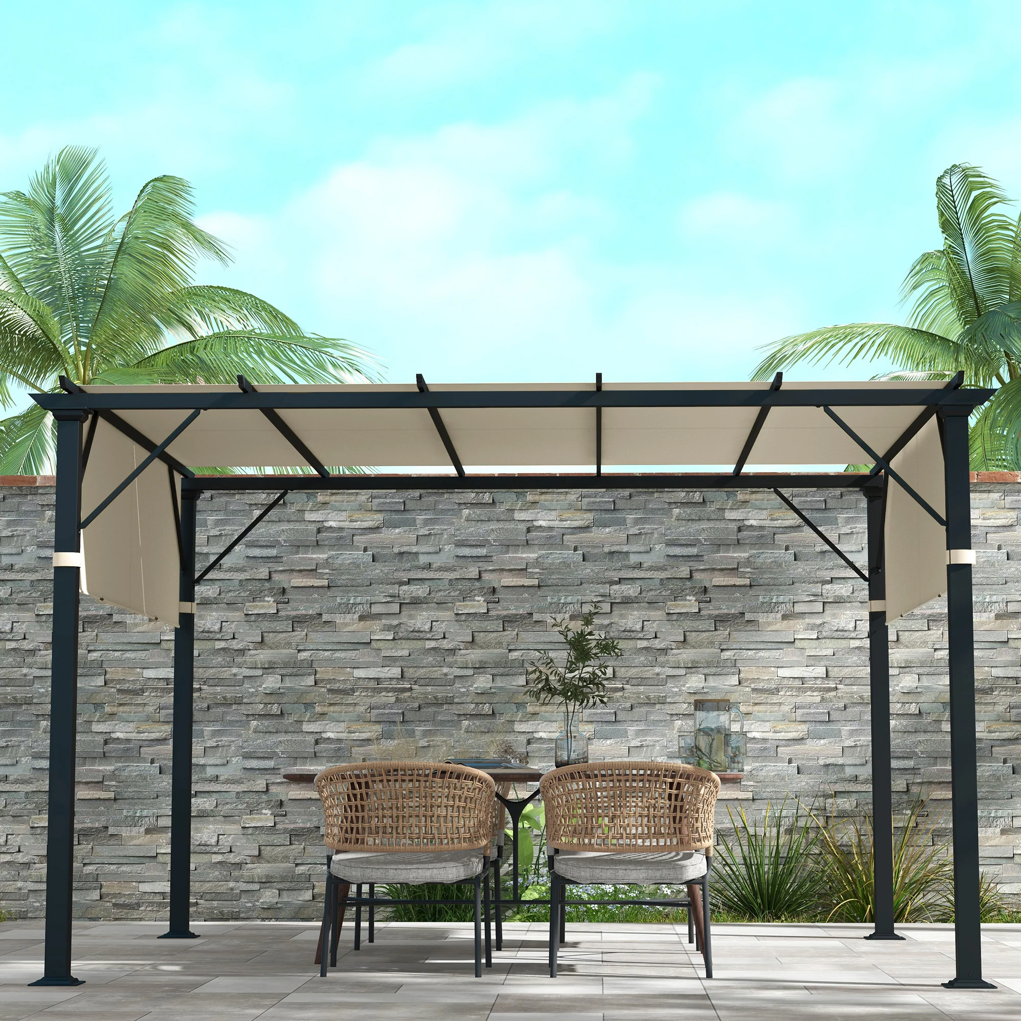 2 PCS UV Protection Pergola Cover, Easy to Install, for 3 x 3m Pergola, Cream White - Image 10