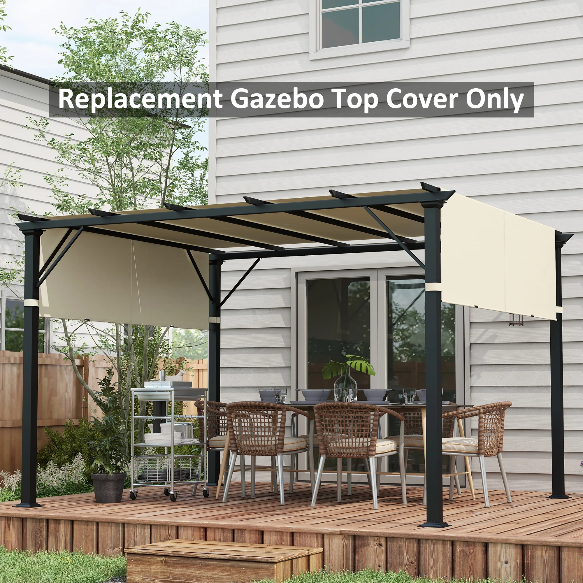 2 PCS UV Protection Pergola Cover, Easy to Install, for 3 x 3m Pergola, Cream White - Image 3
