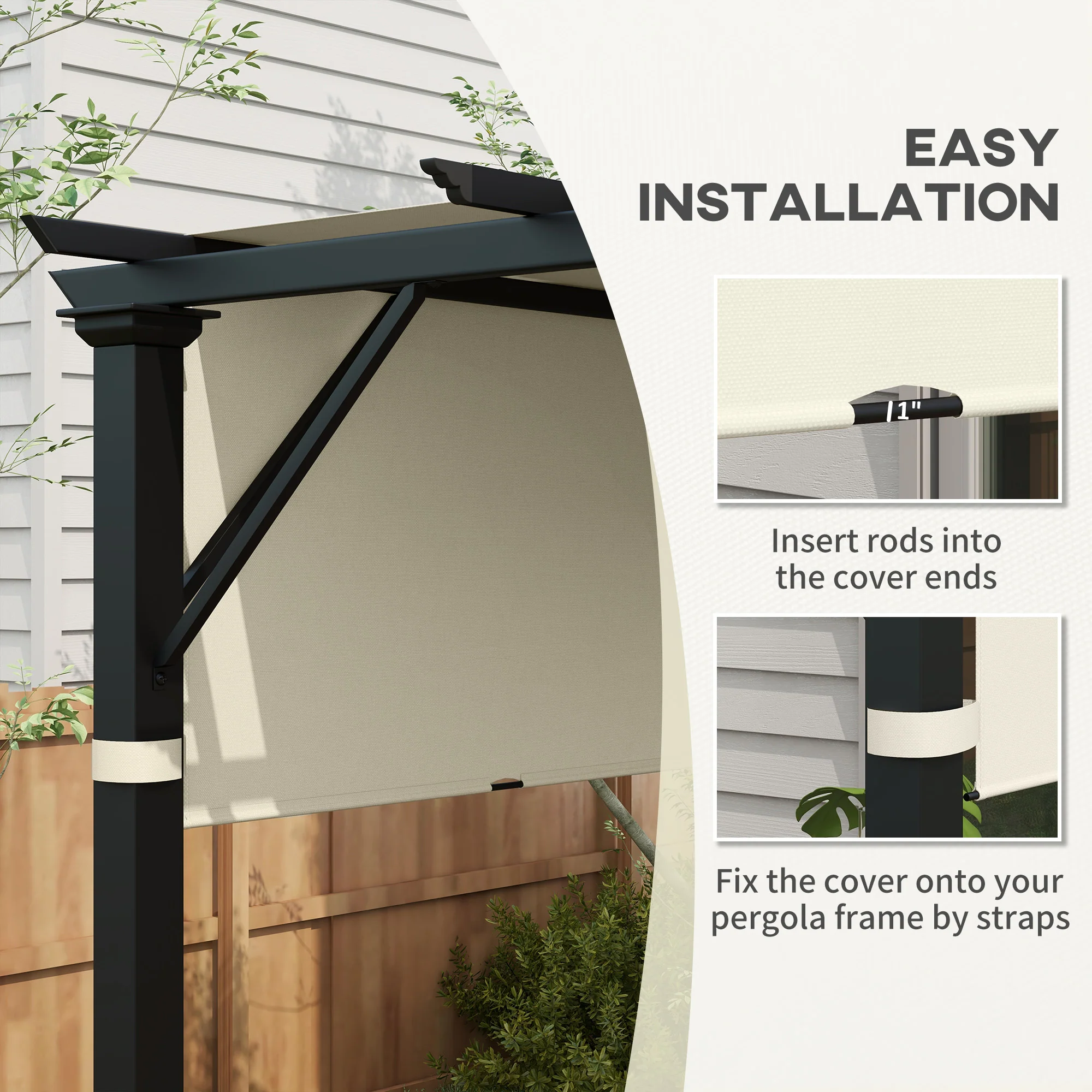 2 PCS UV Protection Pergola Cover, Easy to Install, for 3 x 3m Pergola, Cream White - Image 8