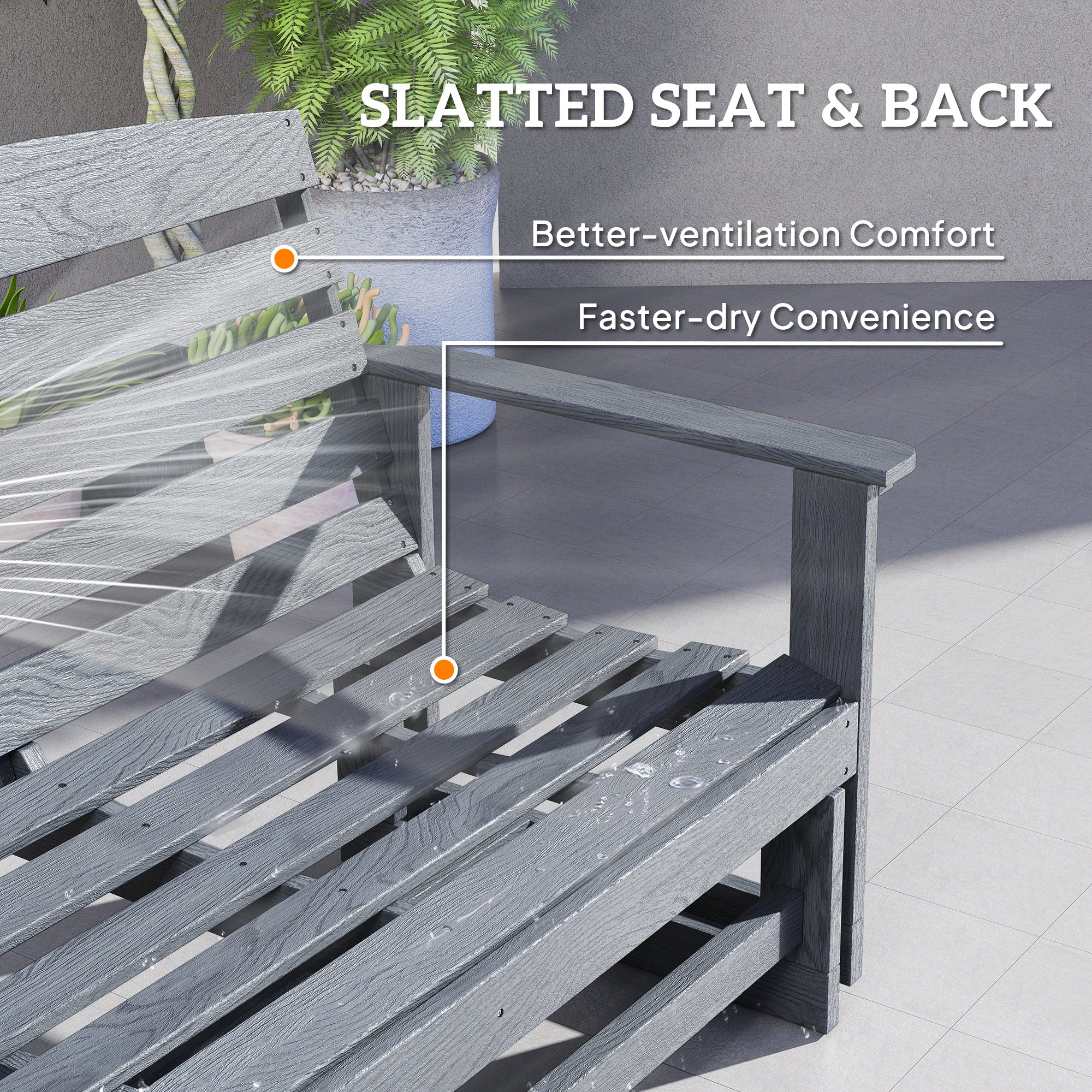 2-Person Outdoor Glider Bench w/ Slatted HDPE Frame for Backyard Garden Porch, Distressed Gray - Image 9