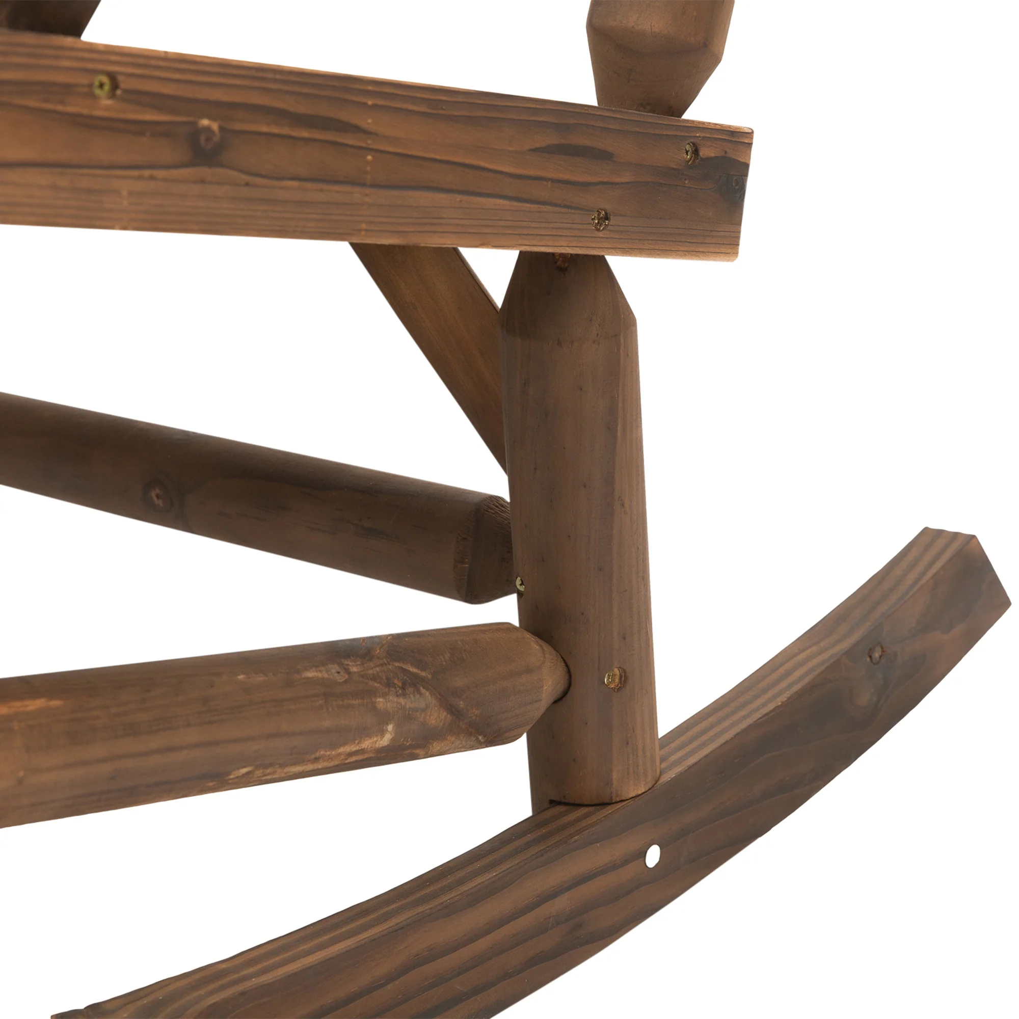 2-Person Wooden Patio Rocker, Porch Rocking Bench with Slat Back and Seat, Carbonized - Image 11