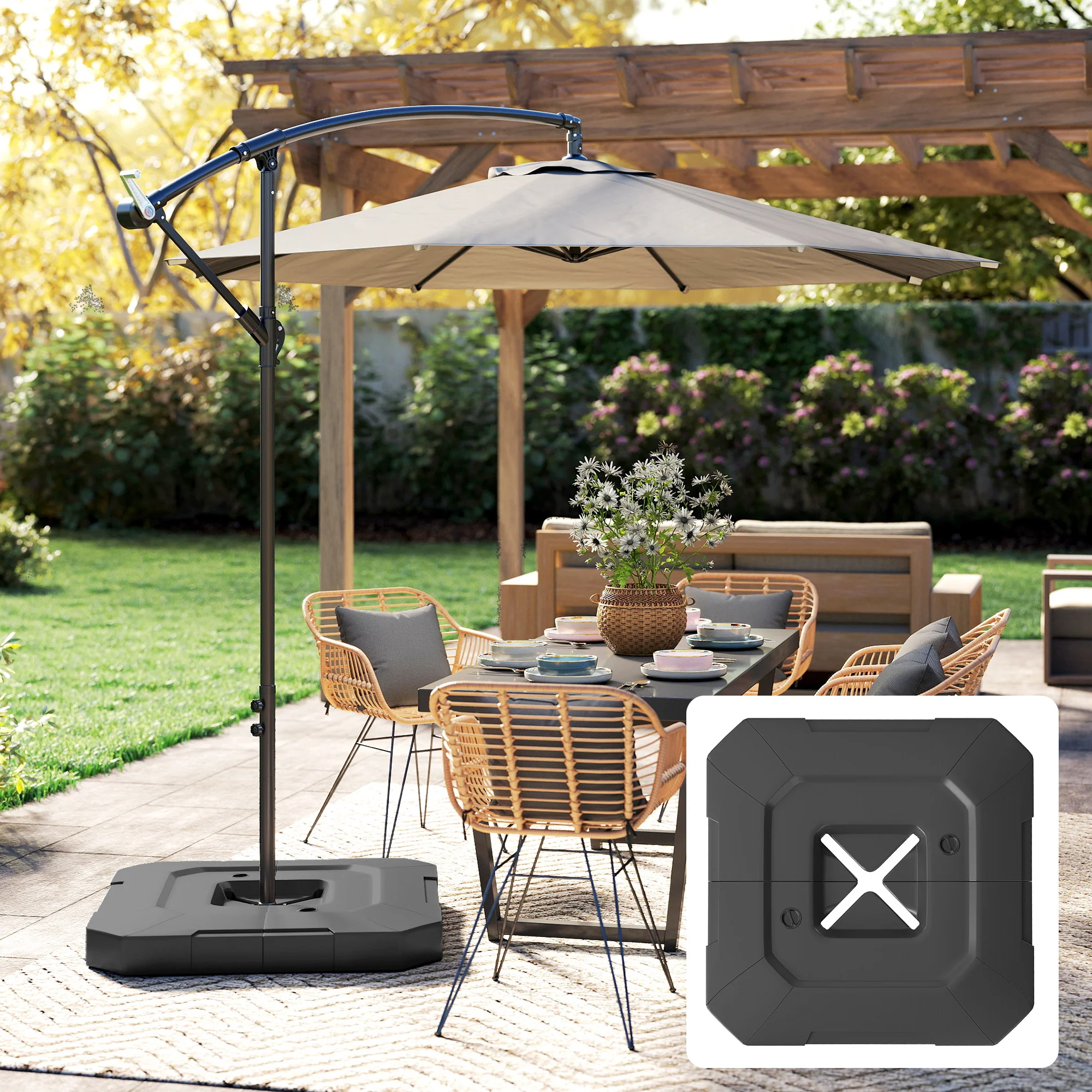 2-Piece Cantilever Umbrella Base Weight Set, 231 lb, Black - Image 3