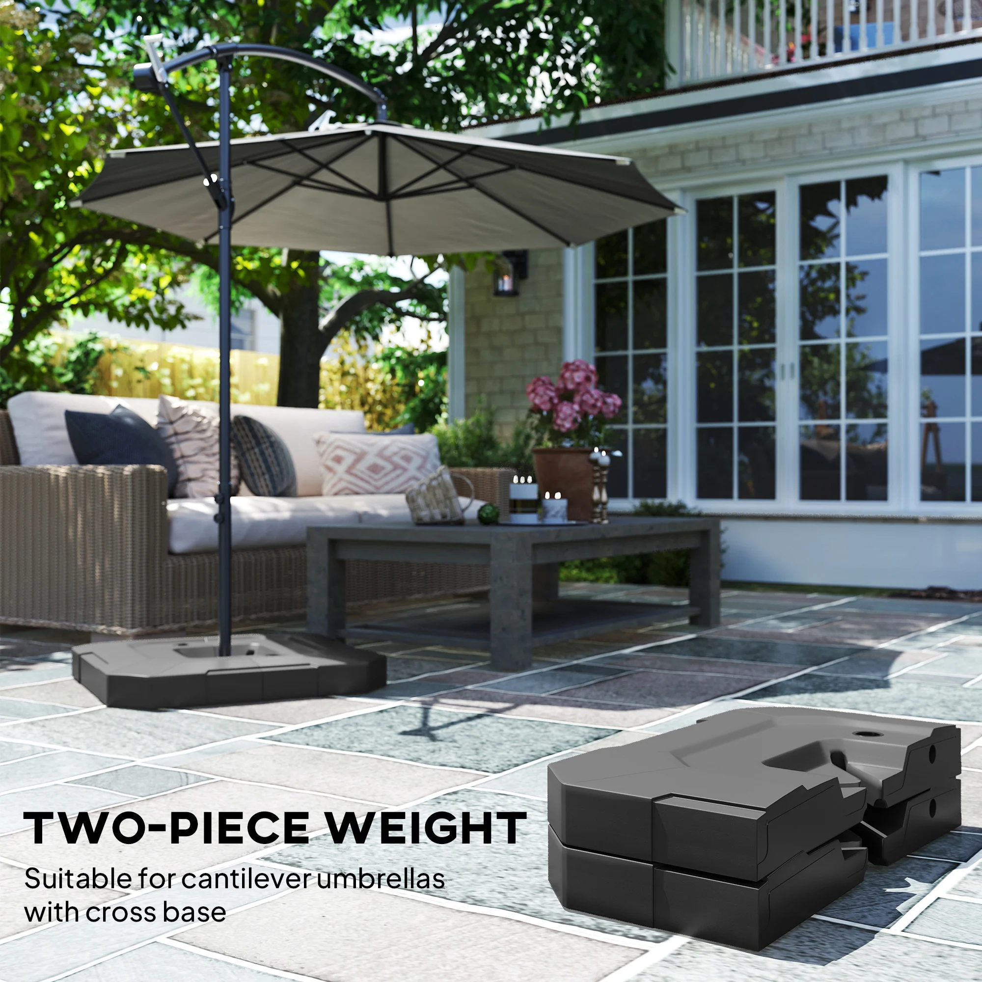 2-Piece Cantilever Umbrella Base Weight Set, 231 lb, Black - Image 6