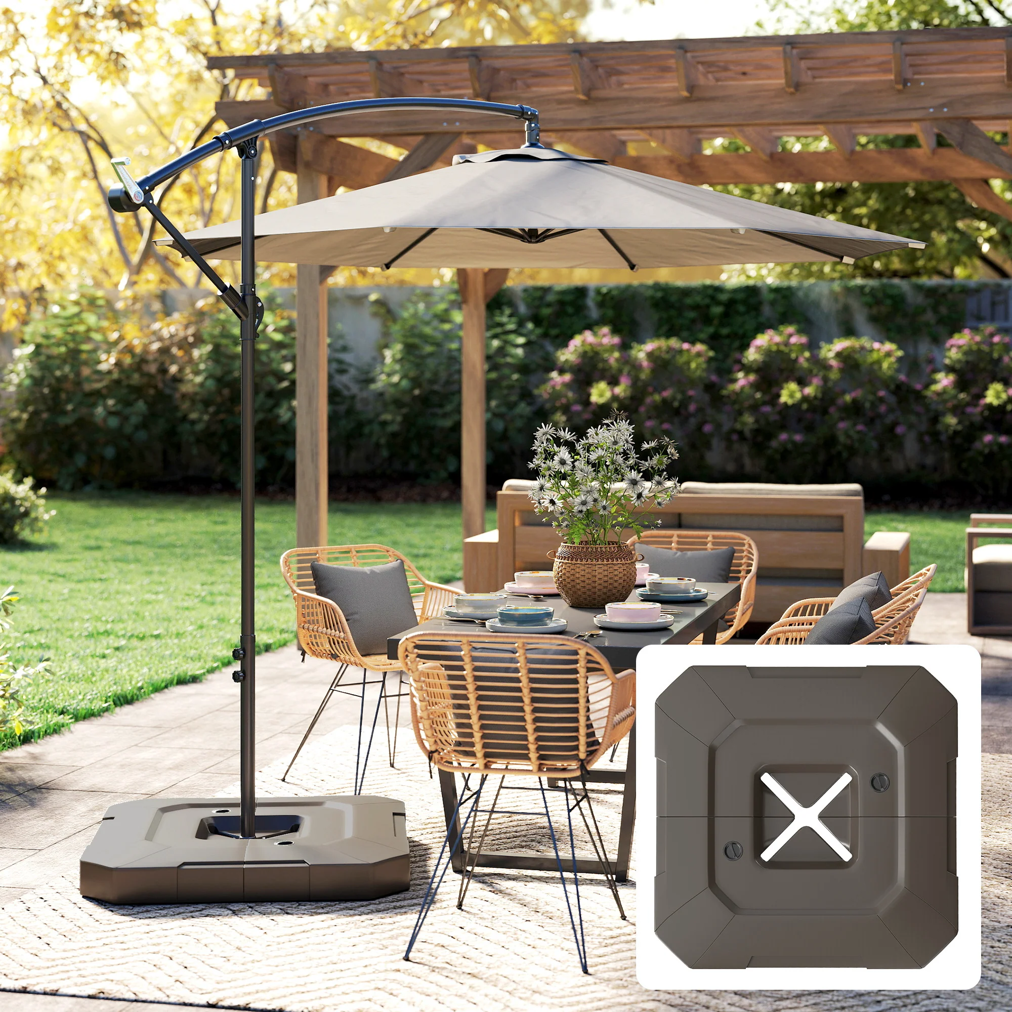 2-Piece Cantilever Umbrella Base Weight Set, 231 lb, Brown - Image 3