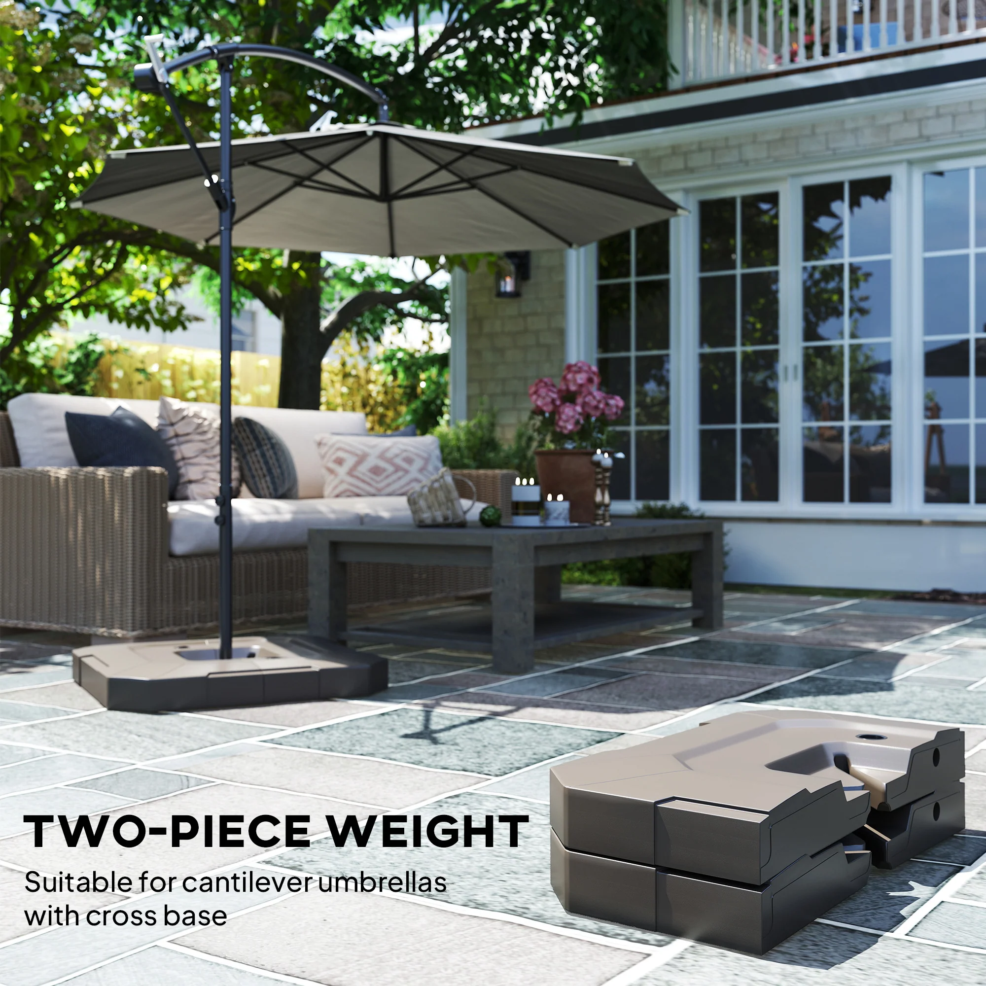 2-Piece Cantilever Umbrella Base Weight Set, 231 lb, Brown - Image 6