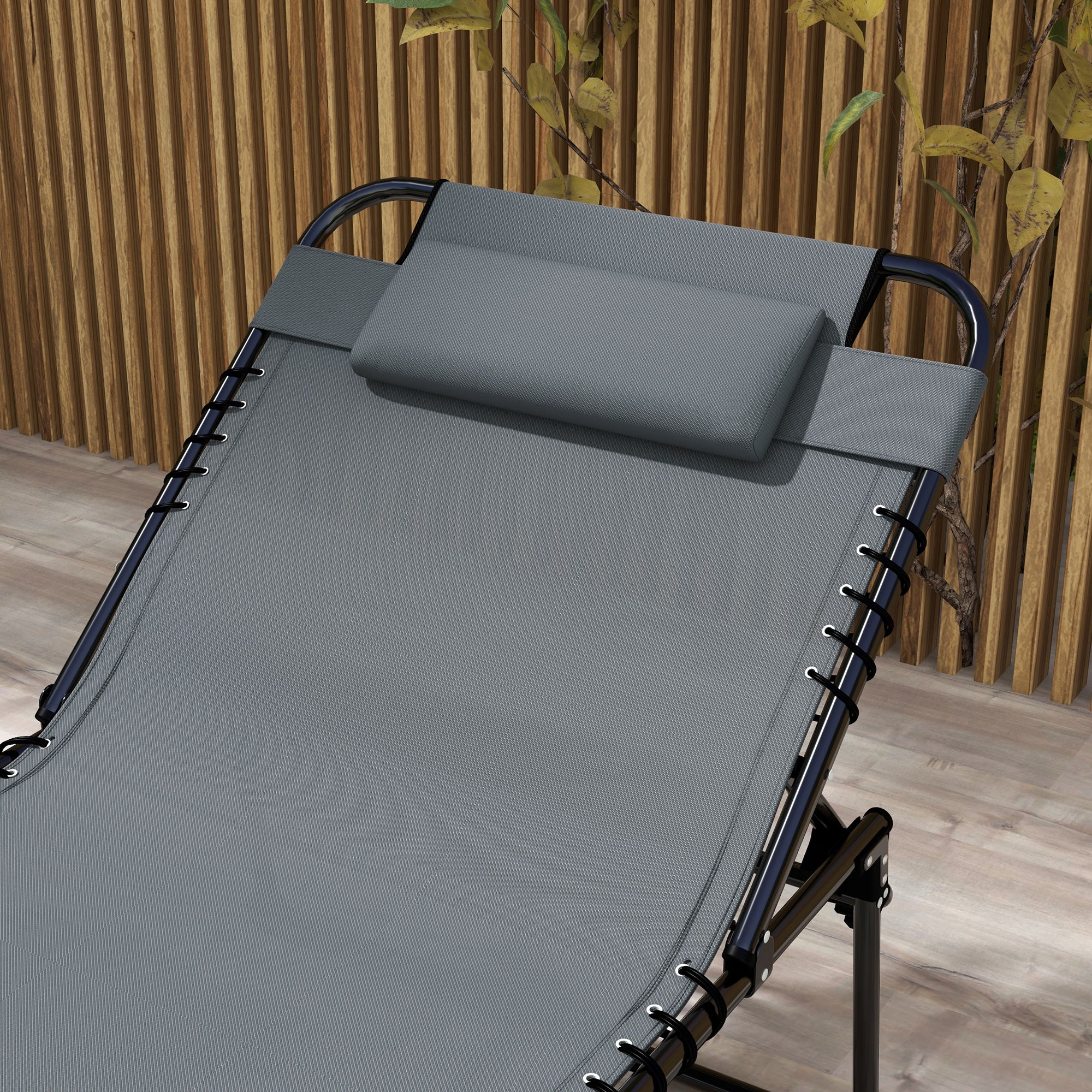 2-Piece Folding Chaise Lounge with Face Hole, Gray - Image 10