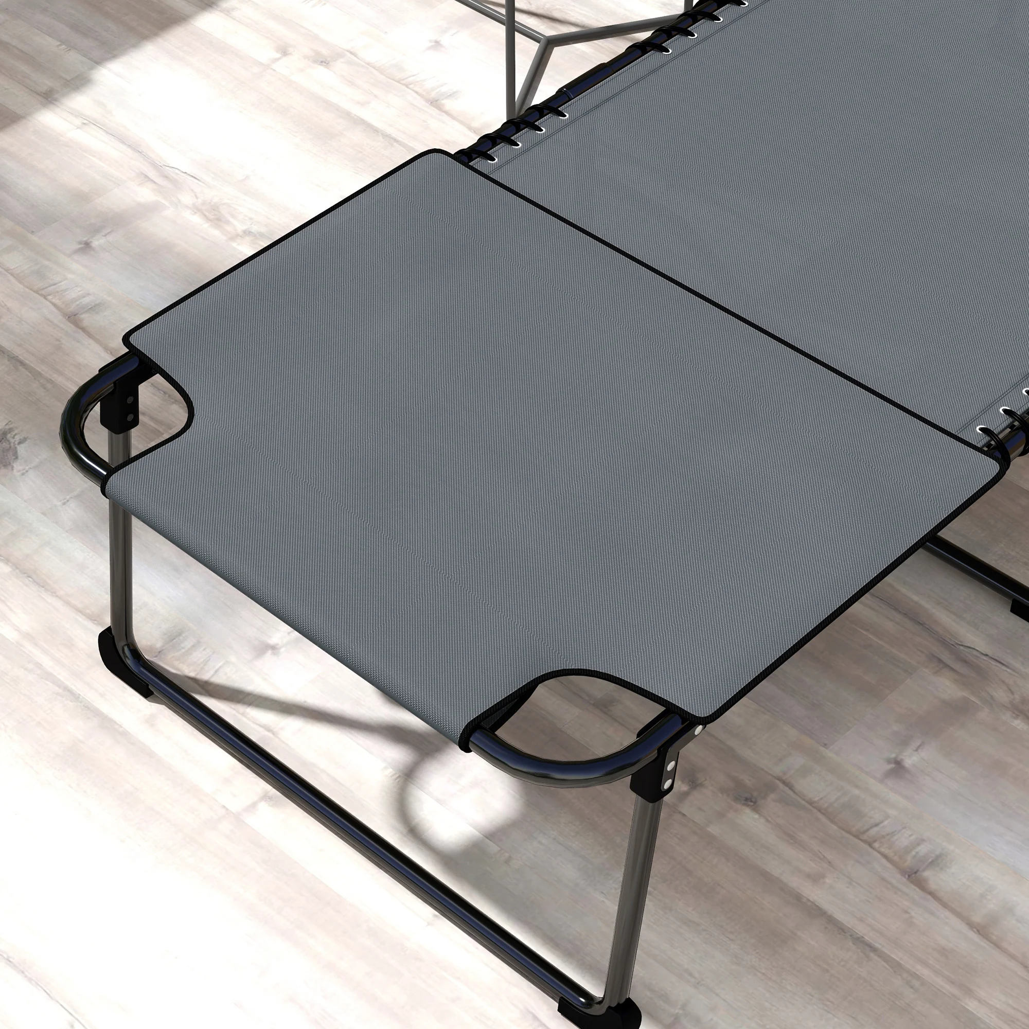 2-Piece Folding Chaise Lounge with Face Hole, Gray - Image 11