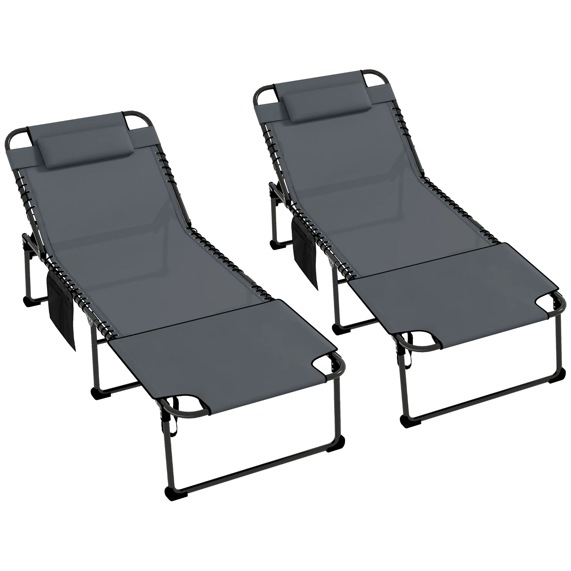 2-Piece Folding Chaise Lounge with Face Hole, Gray - Image 12