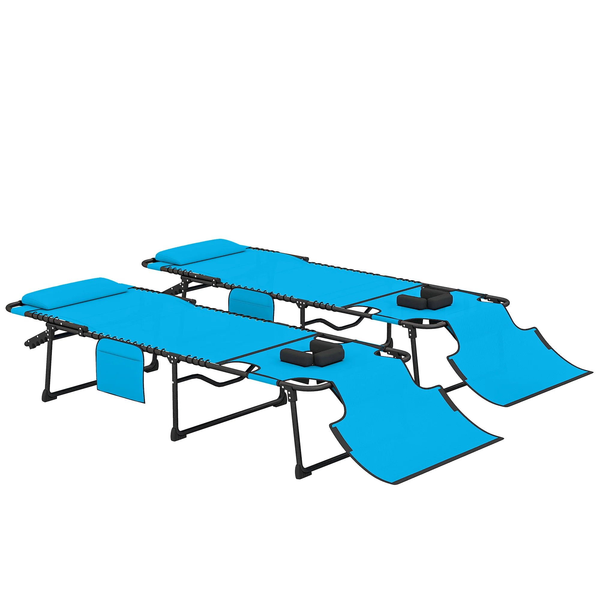 2-Piece Folding Chaise Lounge with Face Hole, Blue - Image 2
