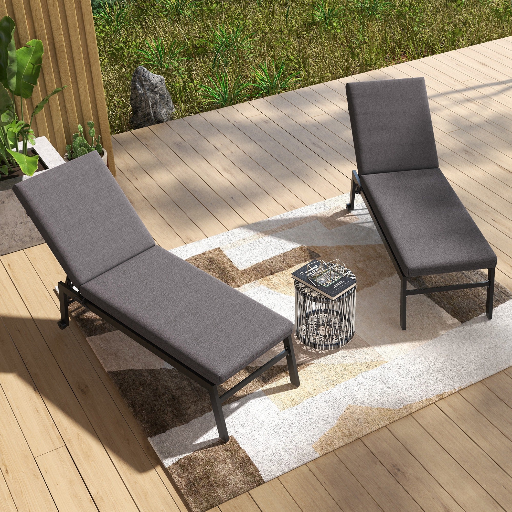 2-Piece Patio Chair Cushion Pillows Replacement, Back & Seat Cushions Set with Ties, Grey - Image 8