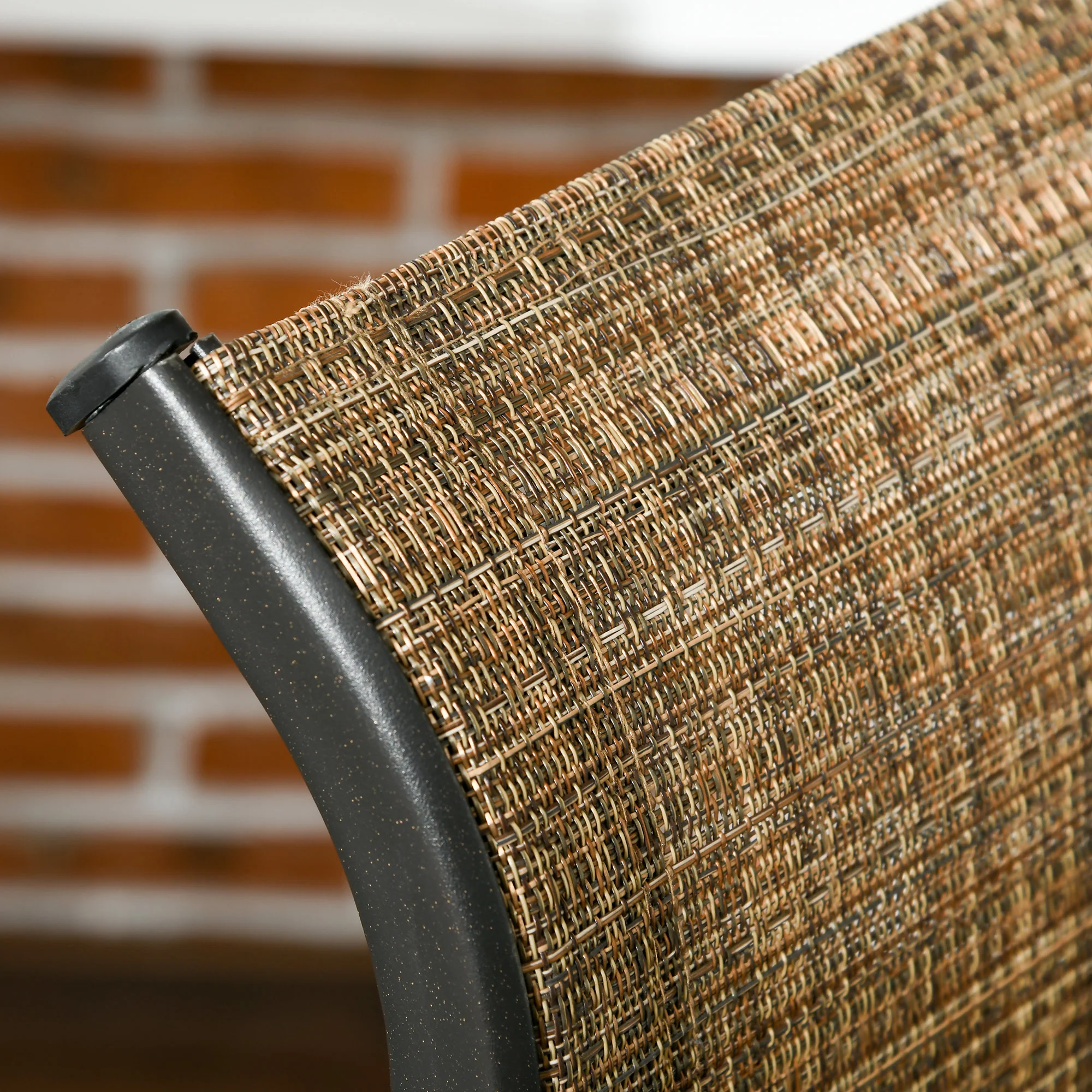 2-Piece Patio Dining Chairs, 360° Swivel Rocking Chairs with Curved Armrests, Brown - Image 10