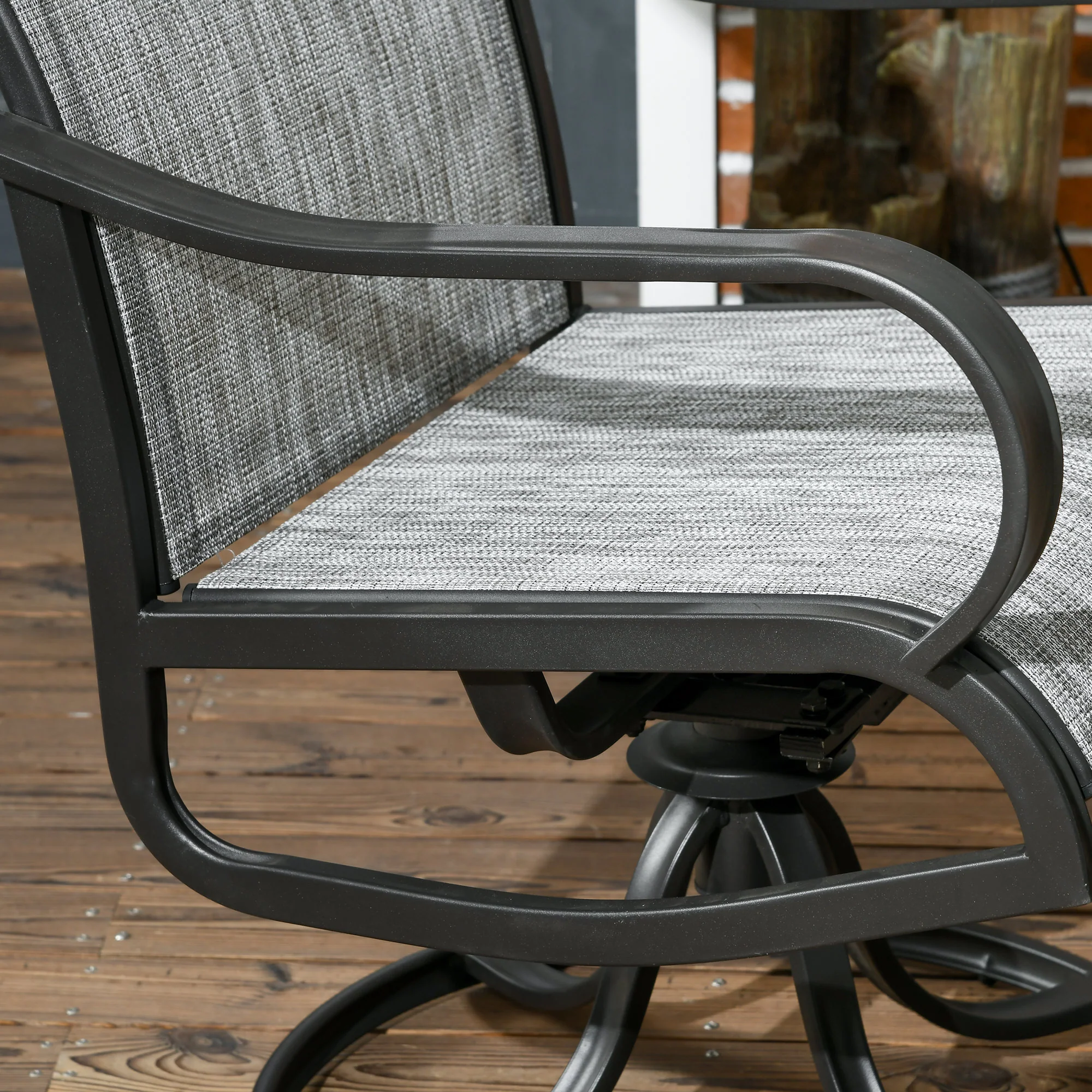 2-Piece Patio Dining Chairs, 360° Swivel Rocking Chairs with Curved Armrests, Dark Grey - Image 10