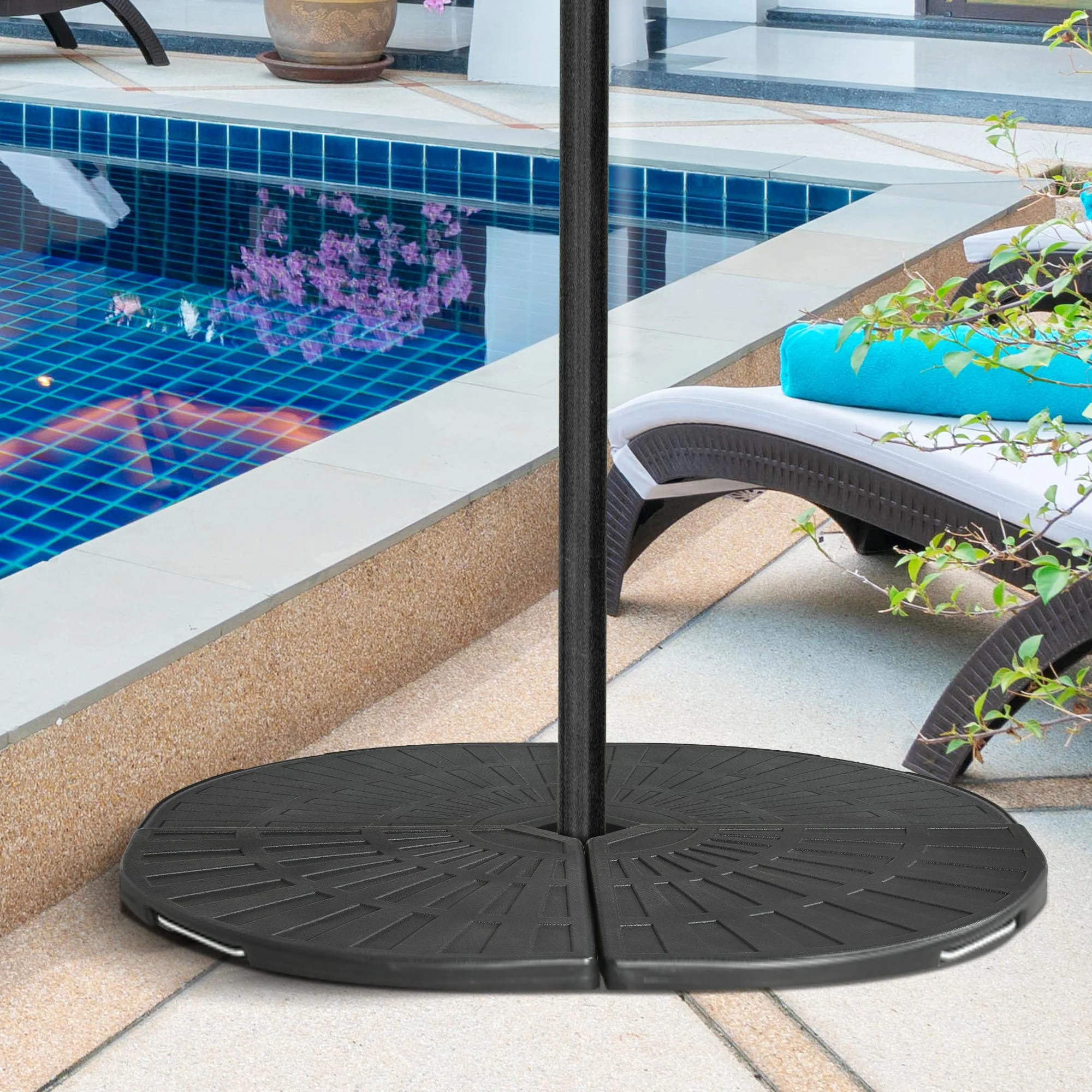 2-Piece Cantilever Umbrella Weights with Handles,for Cross Base, Black - Image 4