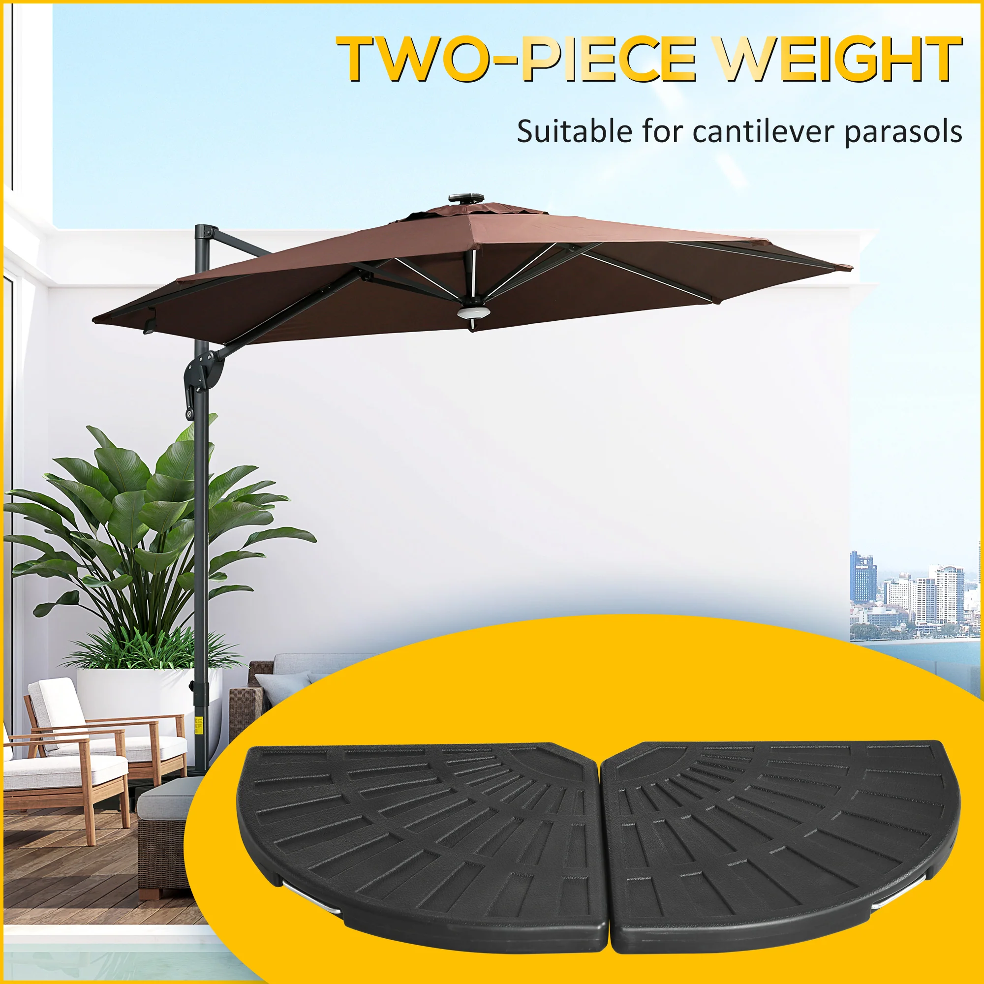2-Piece Cantilever Umbrella Weights with Handles,for Cross Base, Black - Image 6