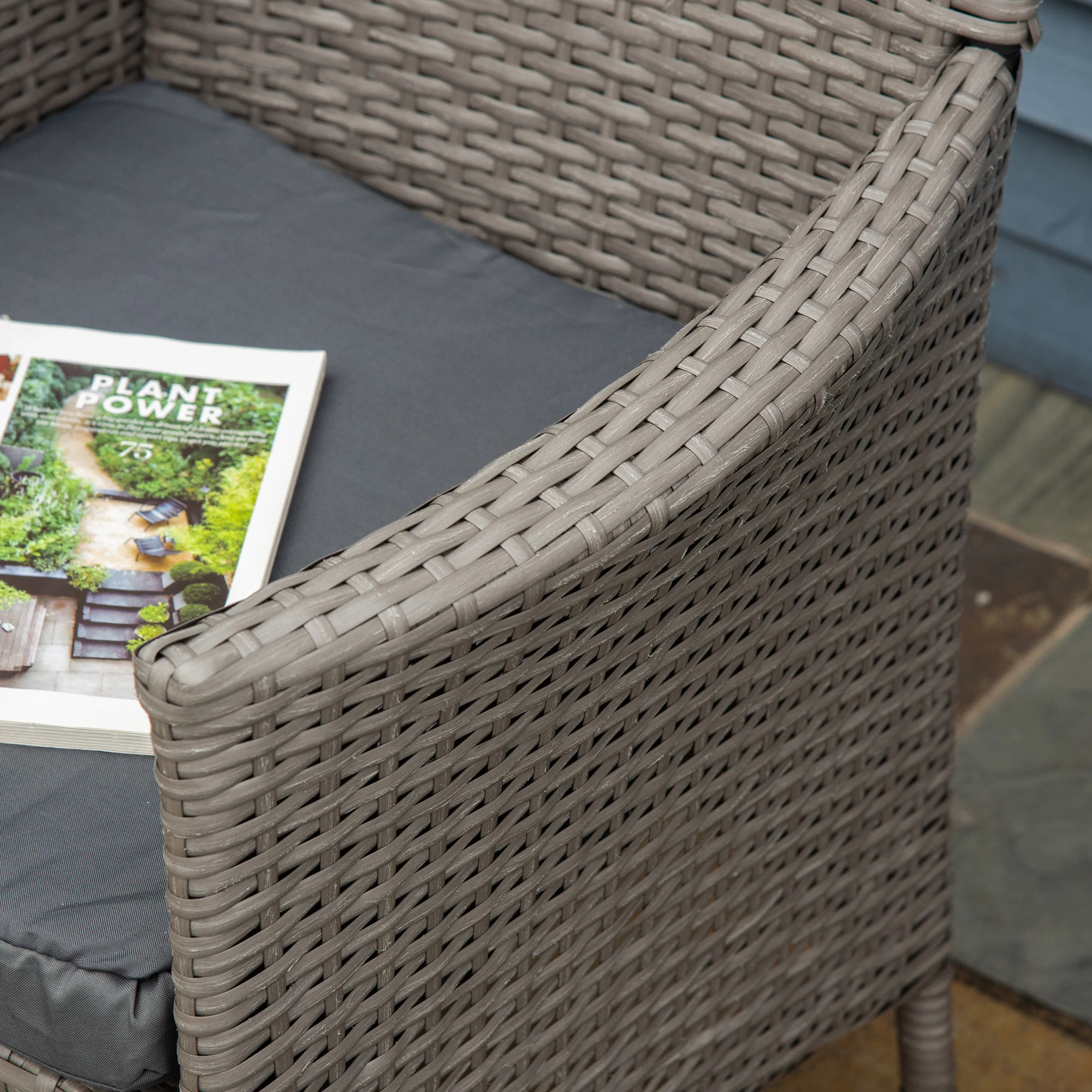 2 Piece PE Rattan Dining Chair Set with Cushions & High Back, Grey - Image 10