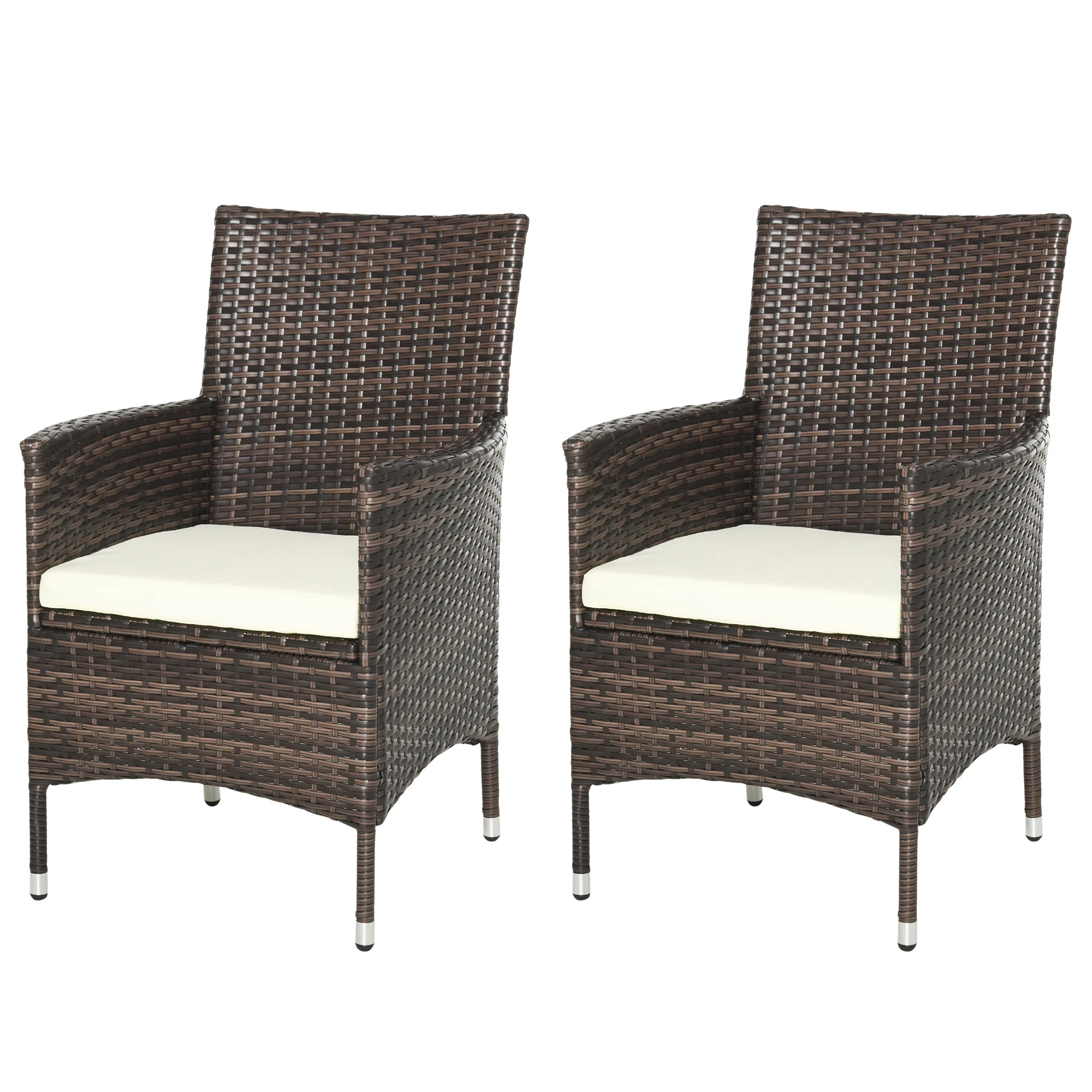 2 Piece PE Rattan Dining Chair Set with Cushions & High Back, Mixed Brown - Image 12