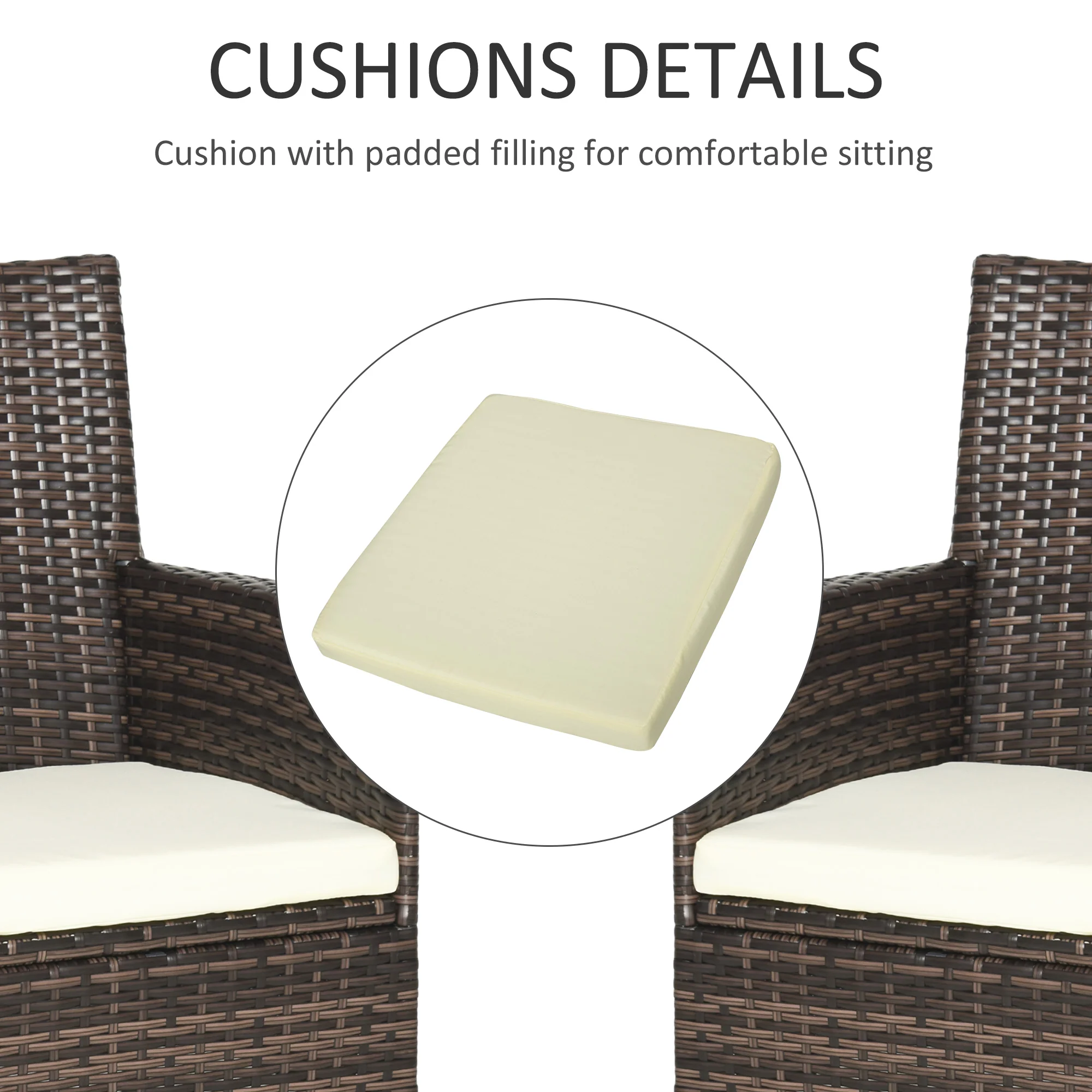 2 Piece PE Rattan Dining Chair Set with Cushions & High Back, Mixed Brown - Image 8