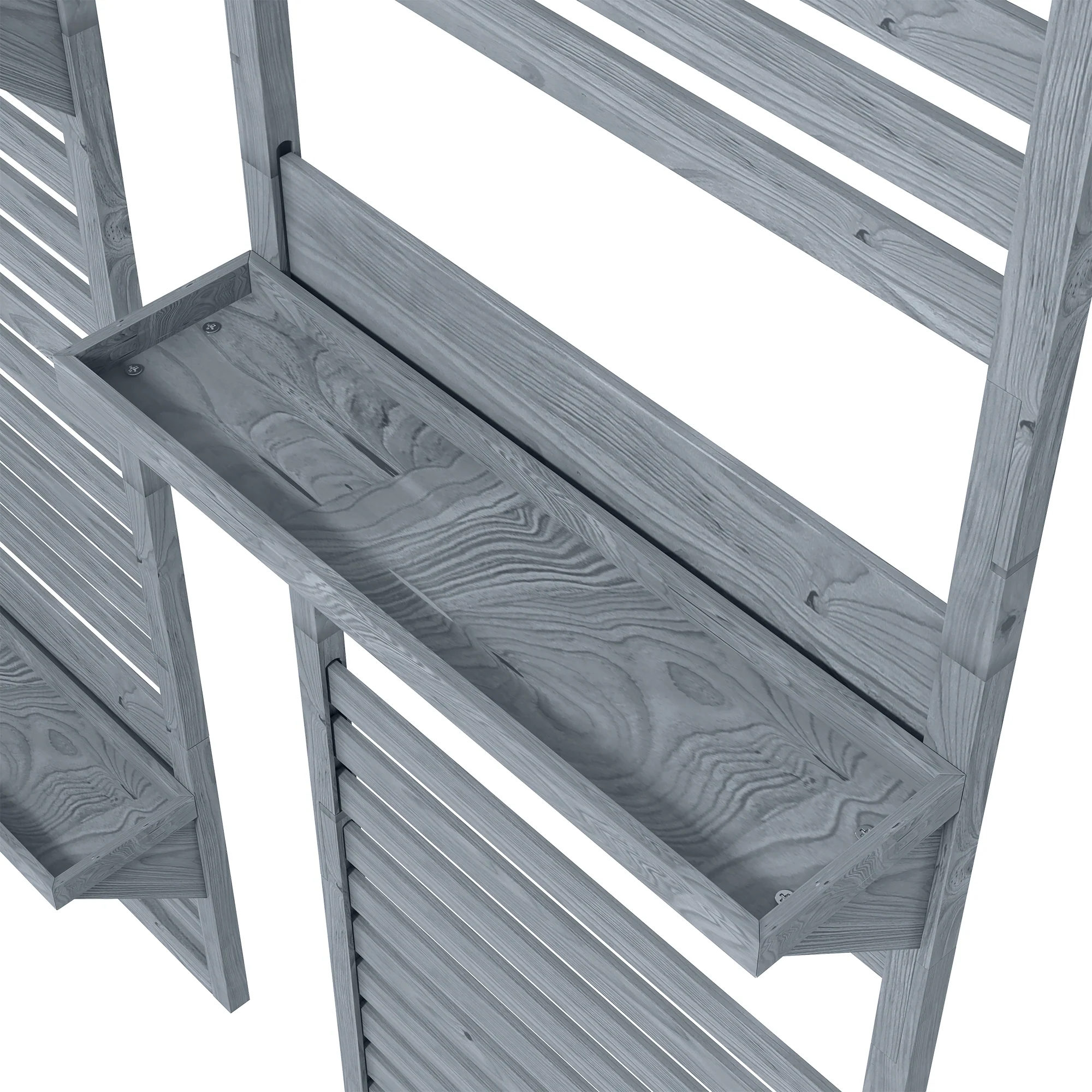 2-pieces Outdoor Plant Stands with Hanging Planter Shelves for Climbing Plants, Grey - Image 11