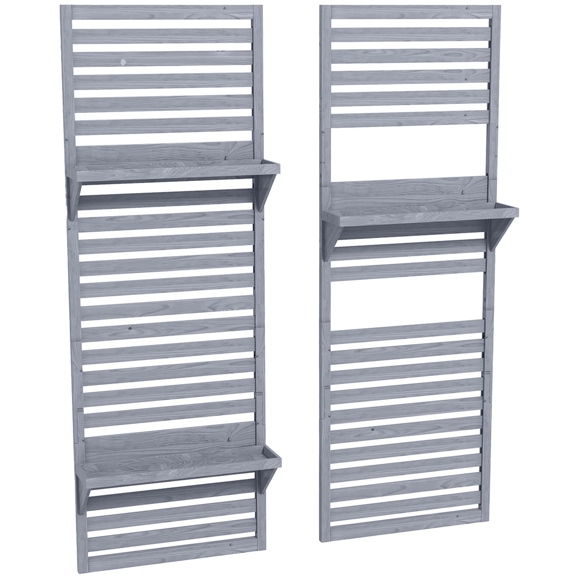 2-pieces Outdoor Plant Stands with Hanging Planter Shelves for Climbing Plants, Grey - Image 12