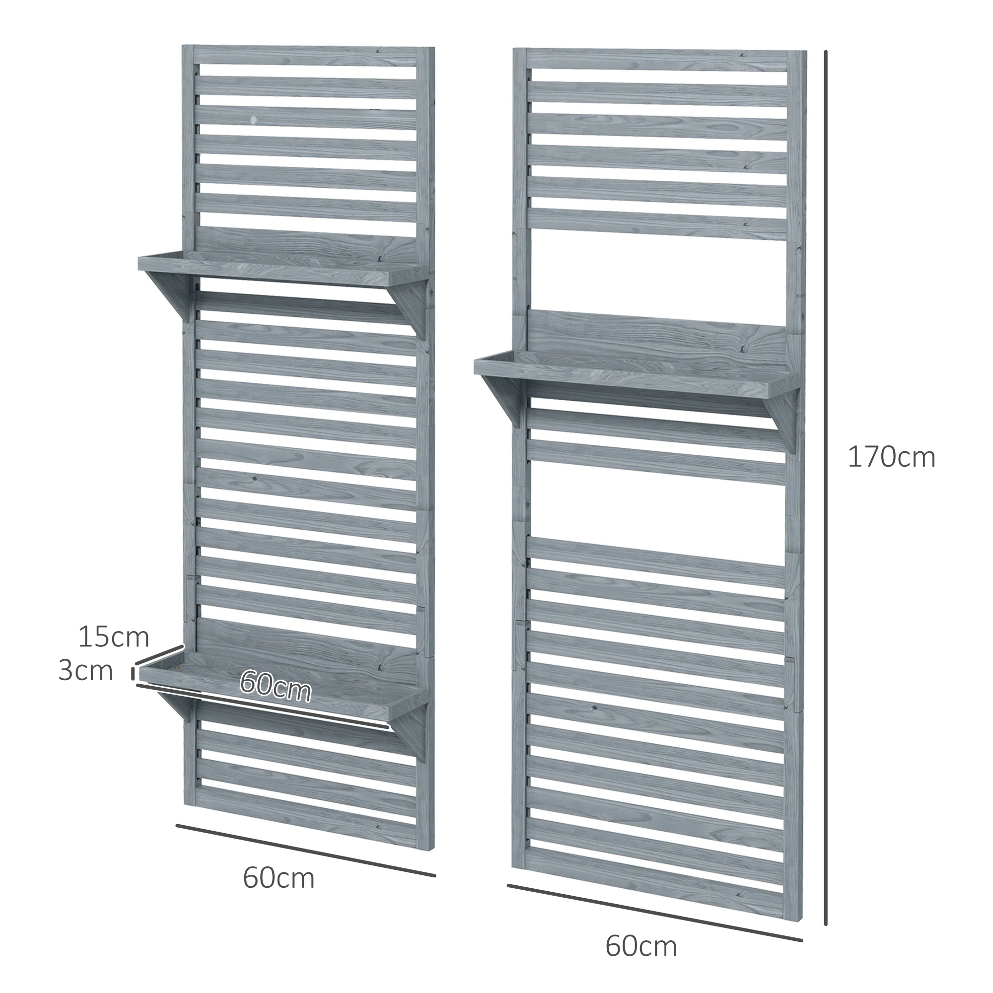 2-pieces Outdoor Plant Stands with Hanging Planter Shelves for Climbing Plants, Grey - Image 5