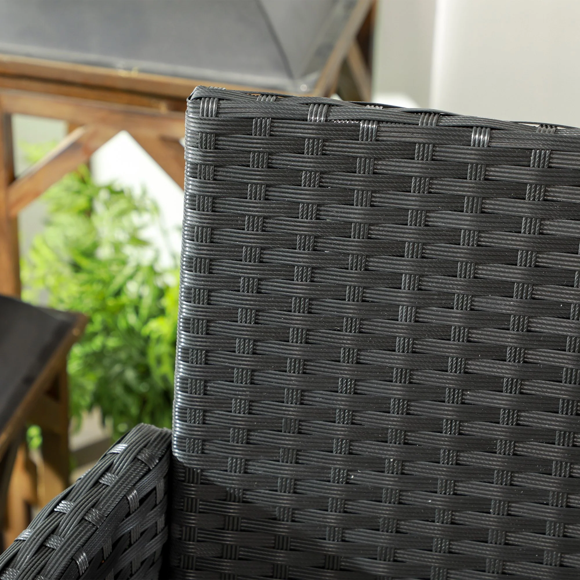 2-Seat PE Rattan Loveseat and Tempered Glass Tea Table Set for Garden, Cream White - Image 11