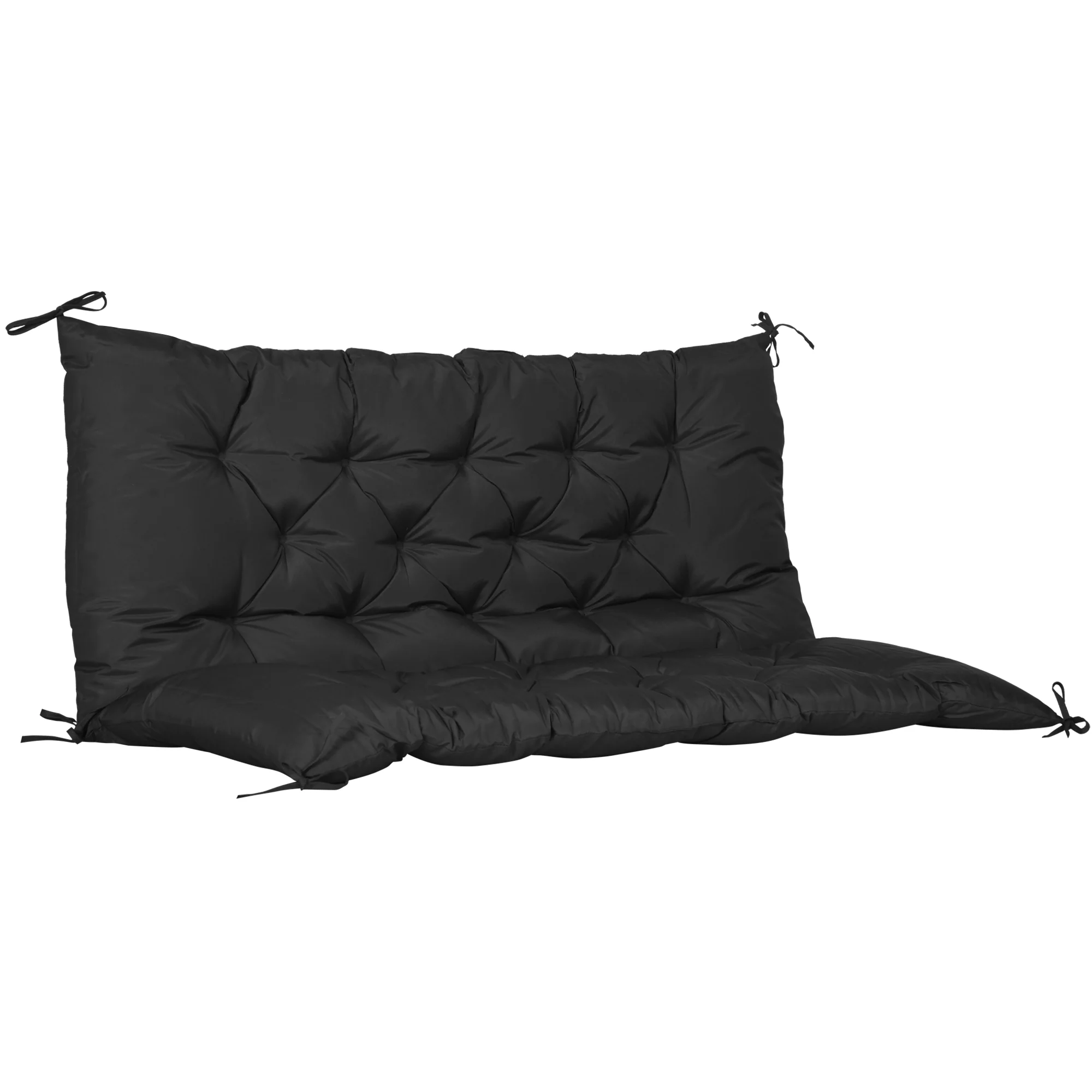 2 Seater Garden Bench Cushions, Non-Slip Soft Pad with Backrest, 47" x 43" x 5", Black - Image 10