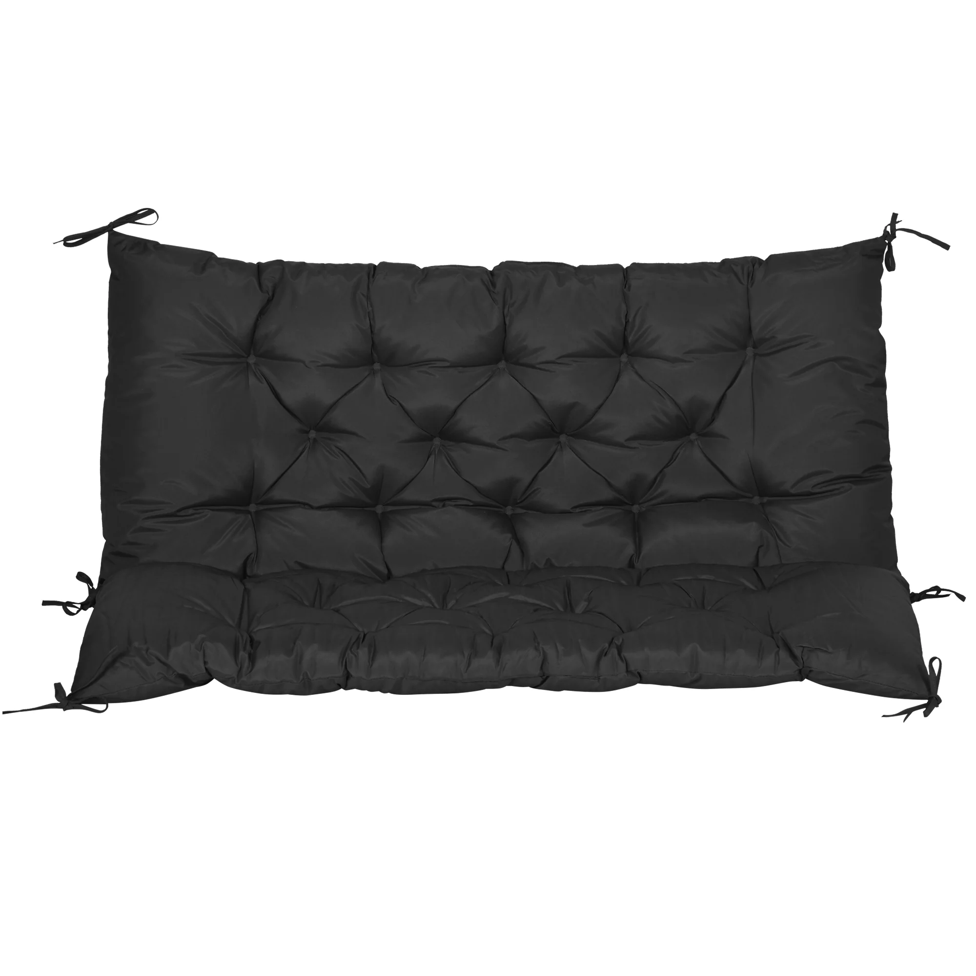 2 Seater Garden Bench Cushions, Non-Slip Soft Pad with Backrest, 47" x 43" x 5", Black - Image 9