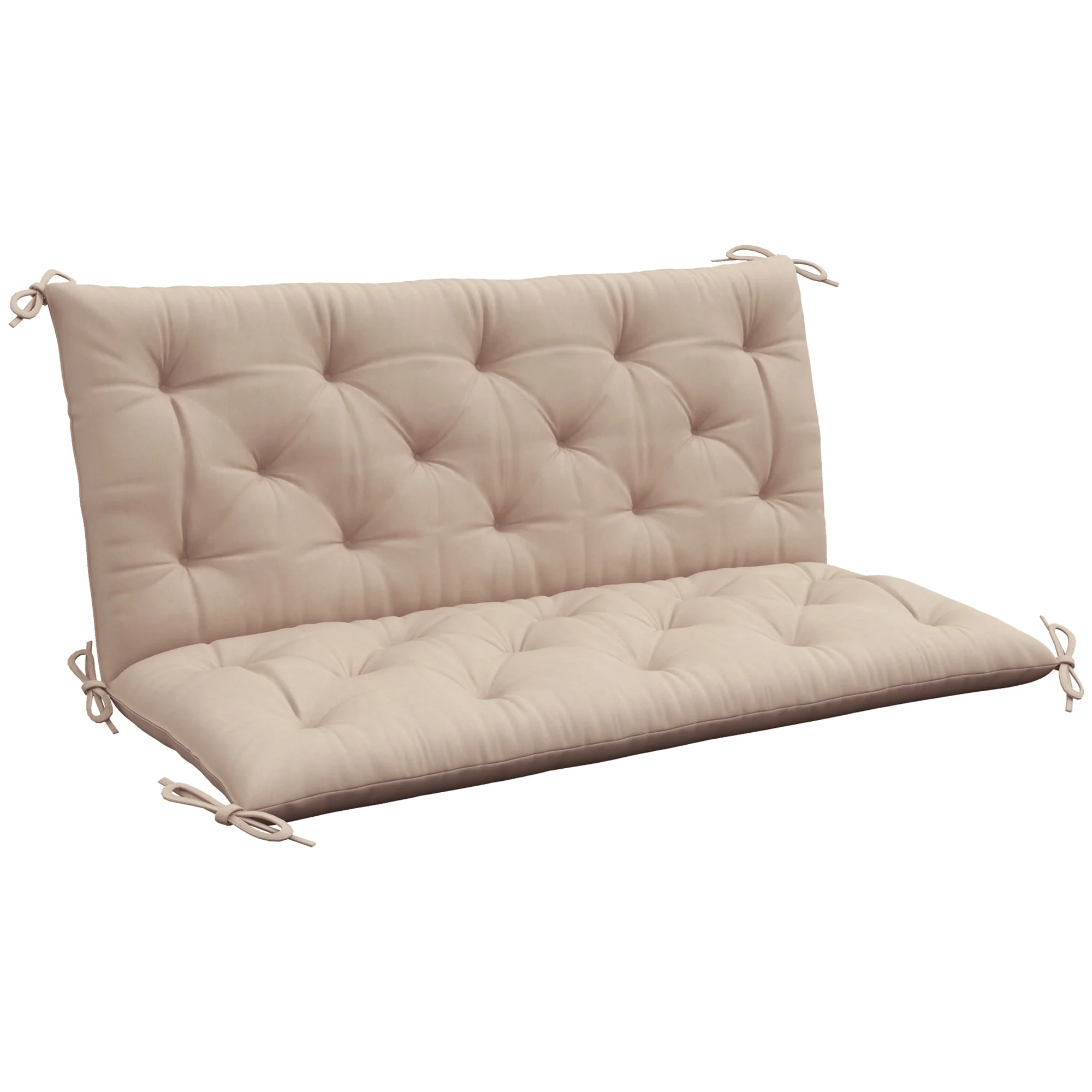 2 Seater Garden Bench Cushions, Non-Slip Soft Pad with Backrest, 47" x 43" x 5", Khaki - Image 12