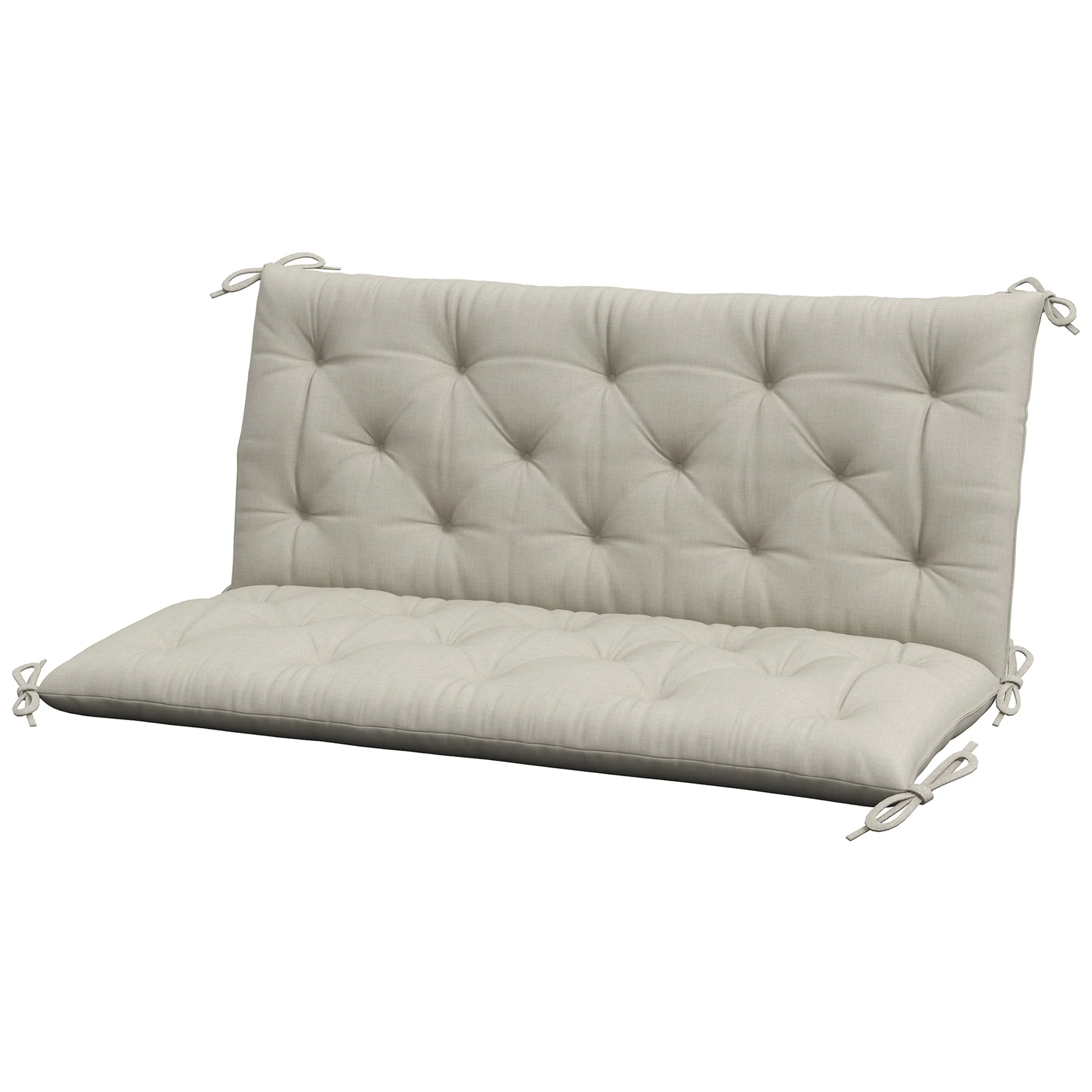 2 Seater Garden Bench Cushions, Non-Slip Soft Pad with Backrest, 47" x 43" x 5", Light Grey - Image 2