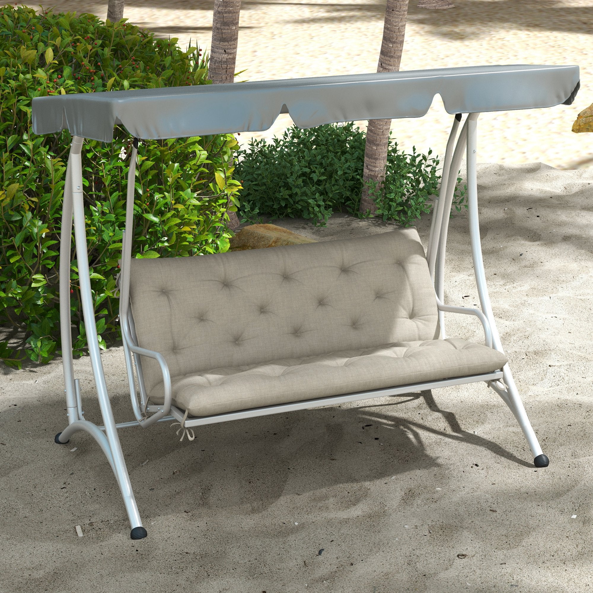 2 Seater Garden Bench Cushions, Non-Slip Soft Pad with Backrest, 47" x 43" x 5", Light Grey - Image 3