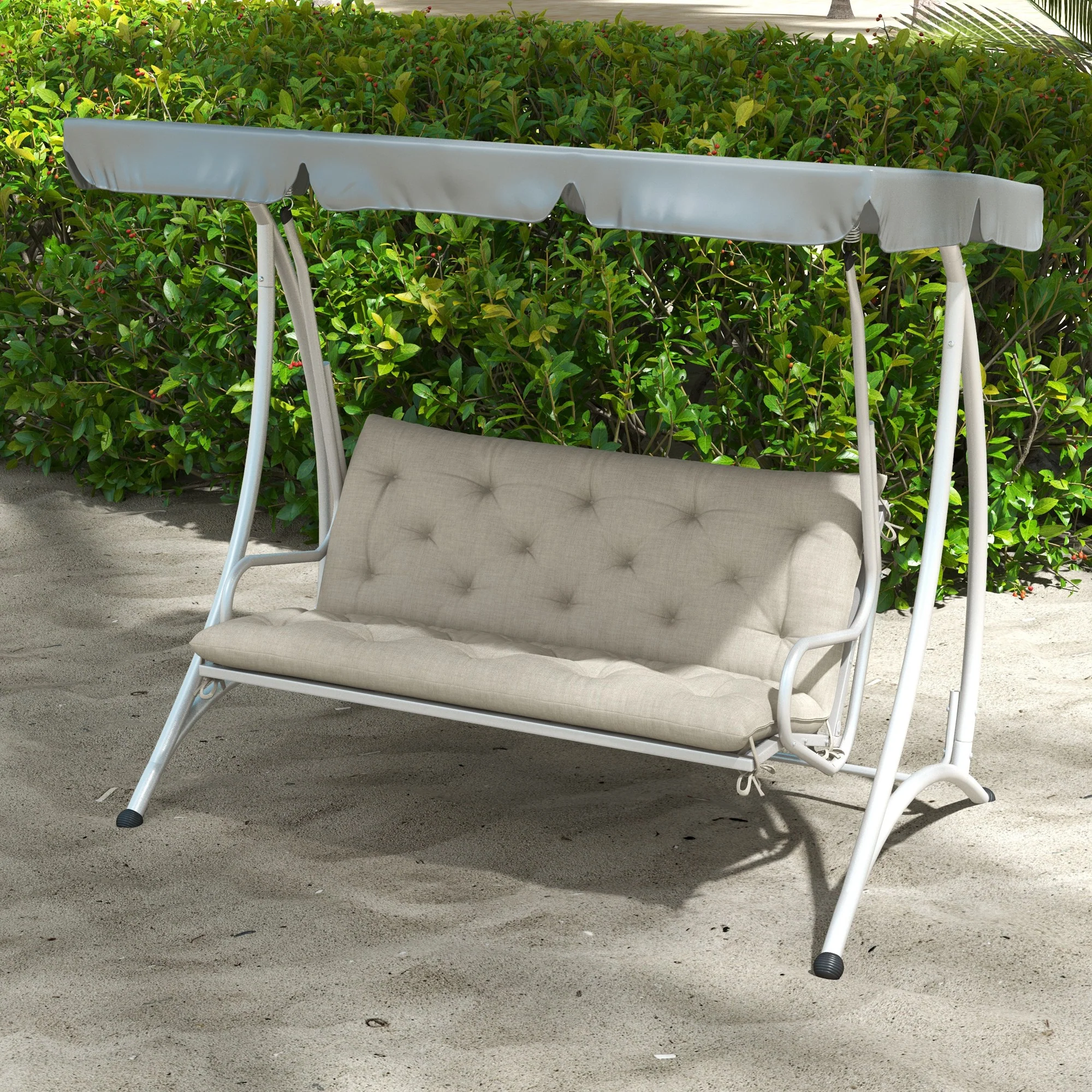 2 Seater Garden Bench Cushions, Non-Slip Soft Pad with Backrest, 47" x 43" x 5", Light Grey - Image 9
