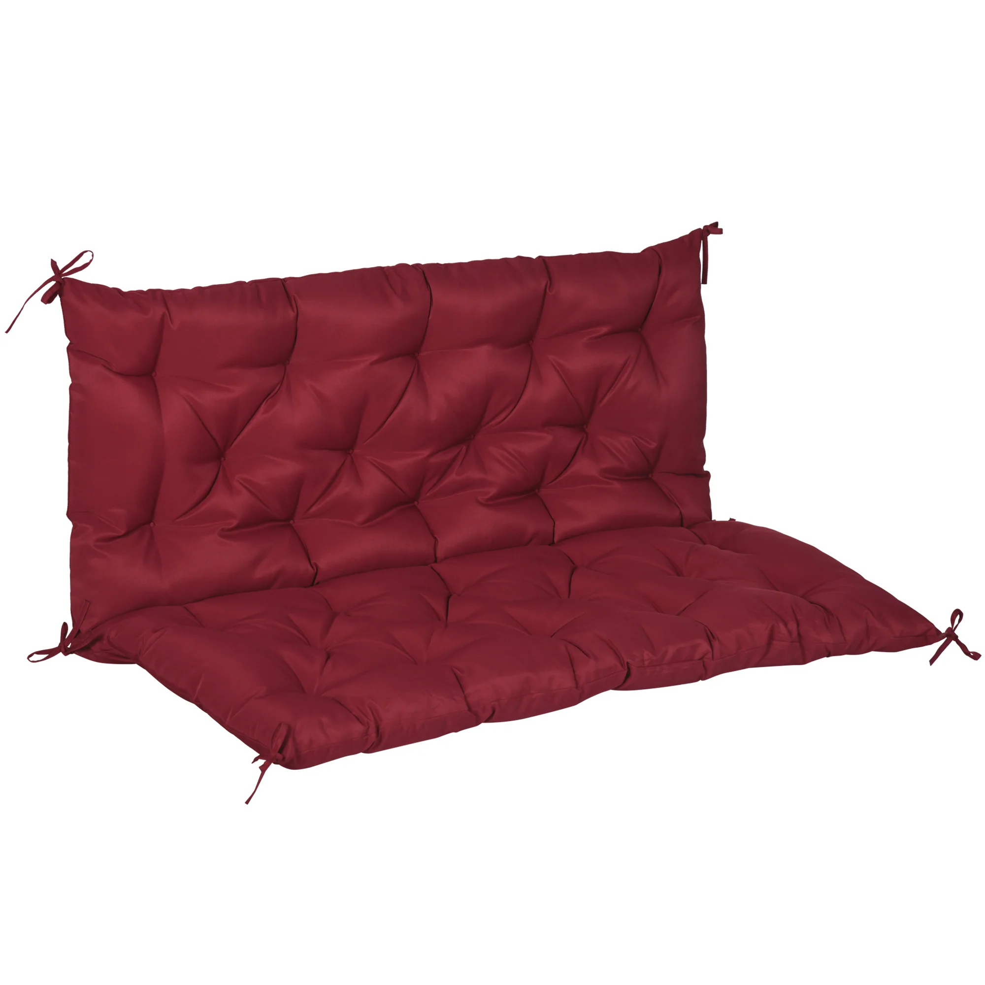 2 Seater Garden Bench Cushions, Non-Slip Soft Pad with Backrest, 47" x 43" x 5", Wine Red - Image 12
