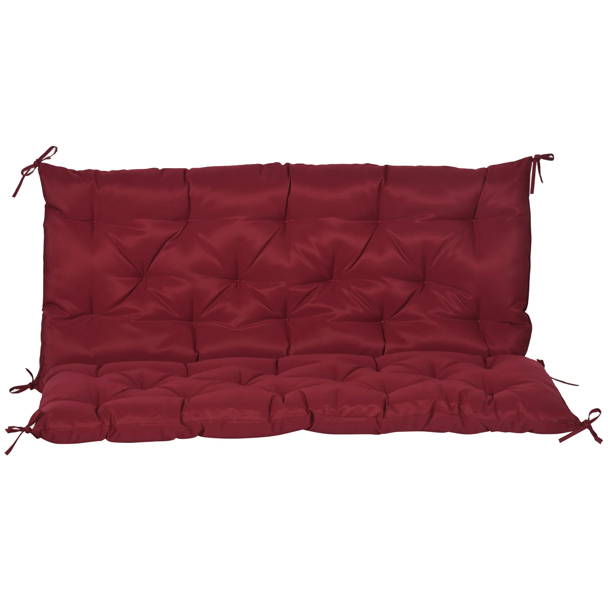 2 Seater Garden Bench Cushions, Non-Slip Soft Pad with Backrest, 47" x 43" x 5", Wine Red - Image 9