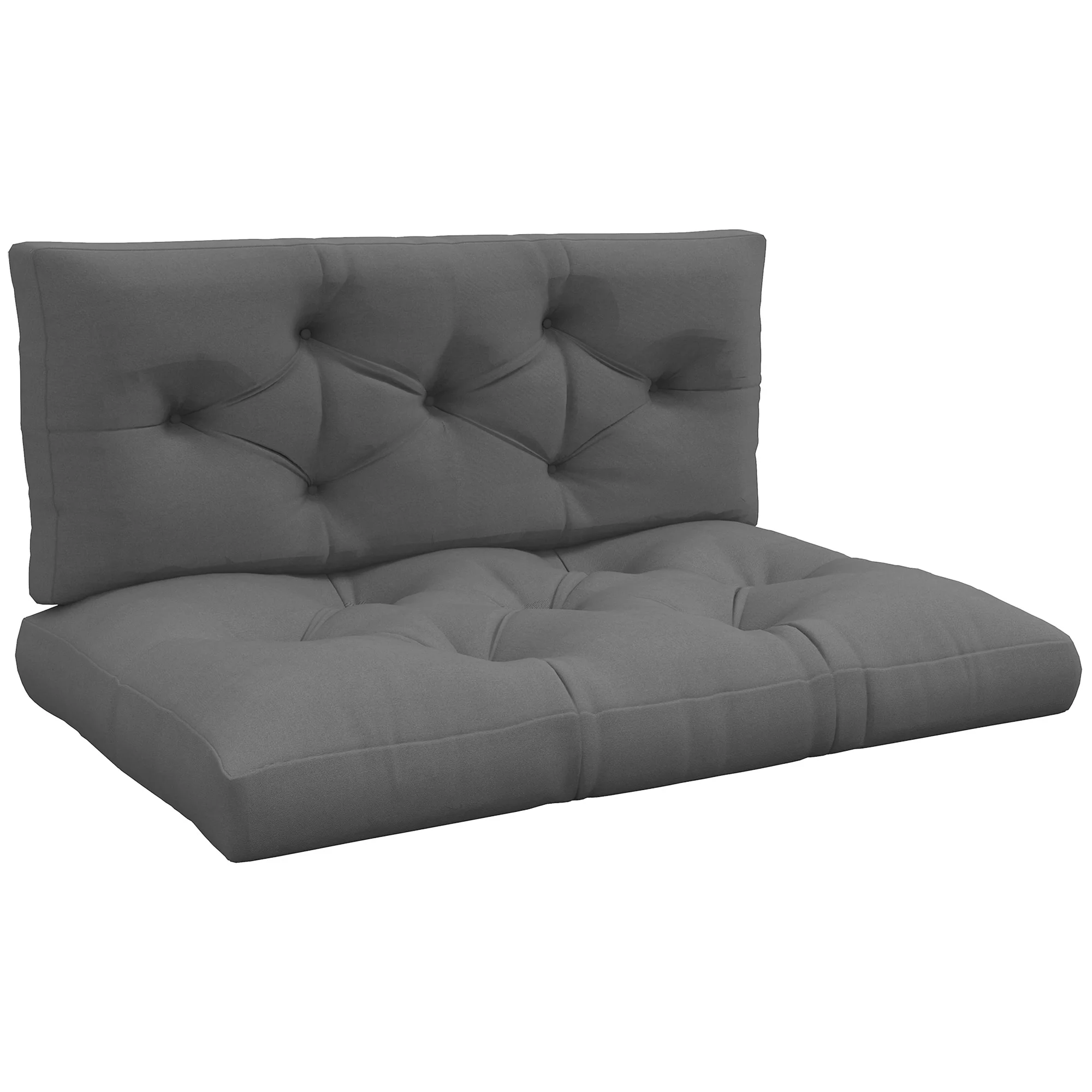 2 Seater Pallet Seat Cushions Back Pillows Replacement for Indoor Outdoor, Charcoal Grey