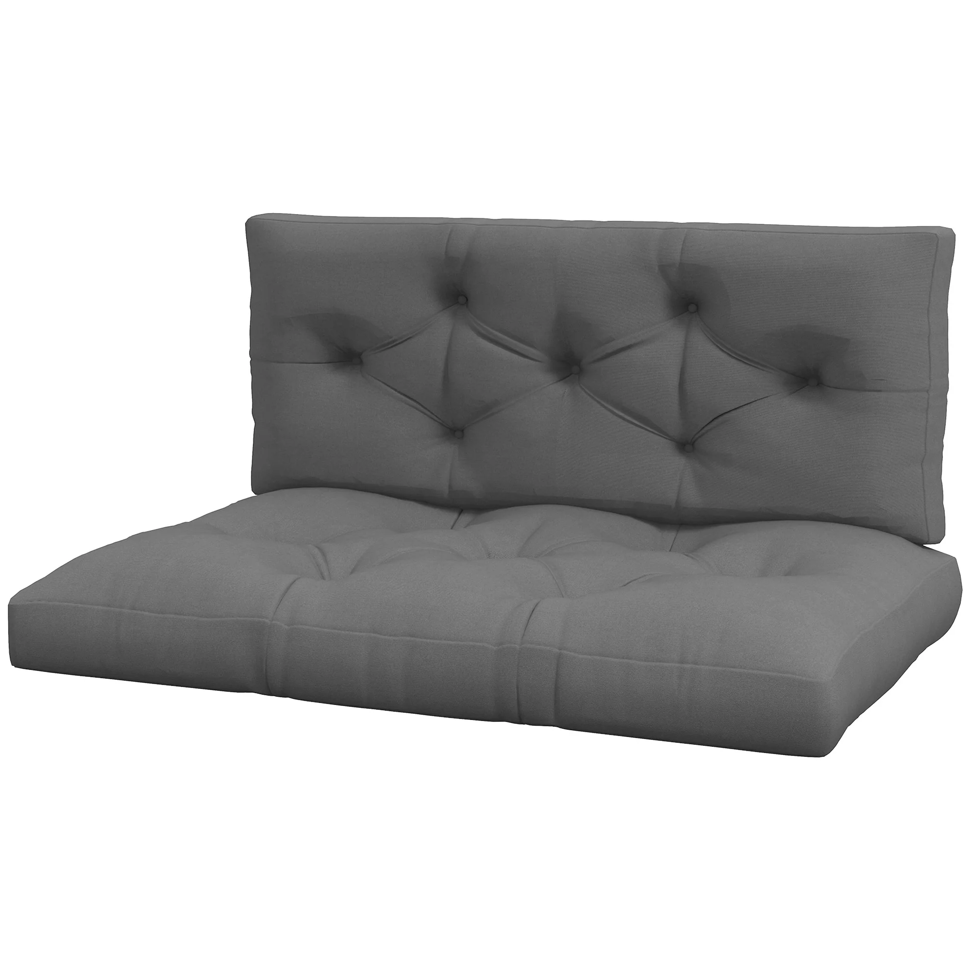 2 Seater Pallet Seat Cushions Back Pillows Replacement for Indoor Outdoor, Charcoal Grey - Image 2