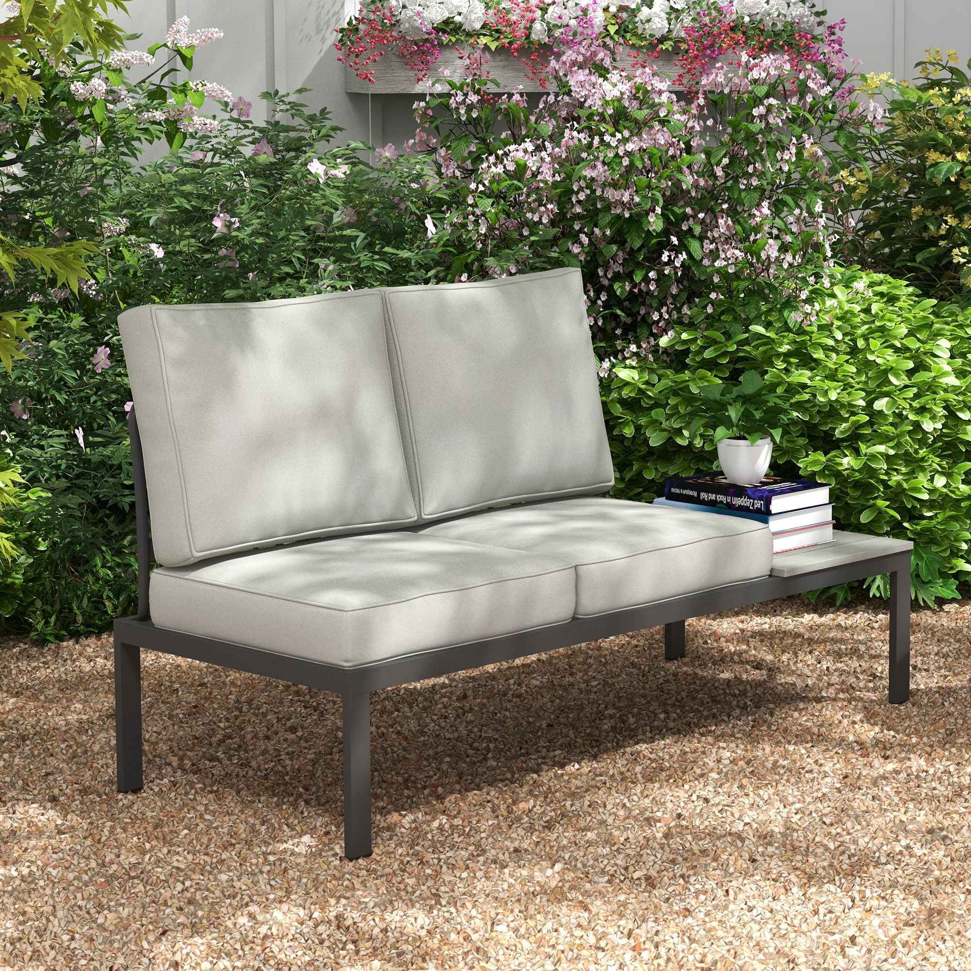 2 Seater Outdoor Water Repellent Seat Pads for Dining Chair, Swing, Sofa, Light Grey - Image 4