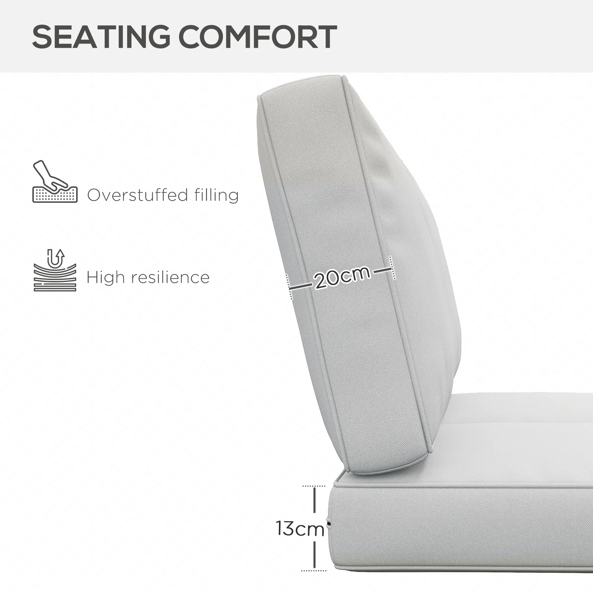 2 Seater Outdoor Water Repellent Seat Pads for Dining Chair, Swing, Sofa, Light Grey - Image 7