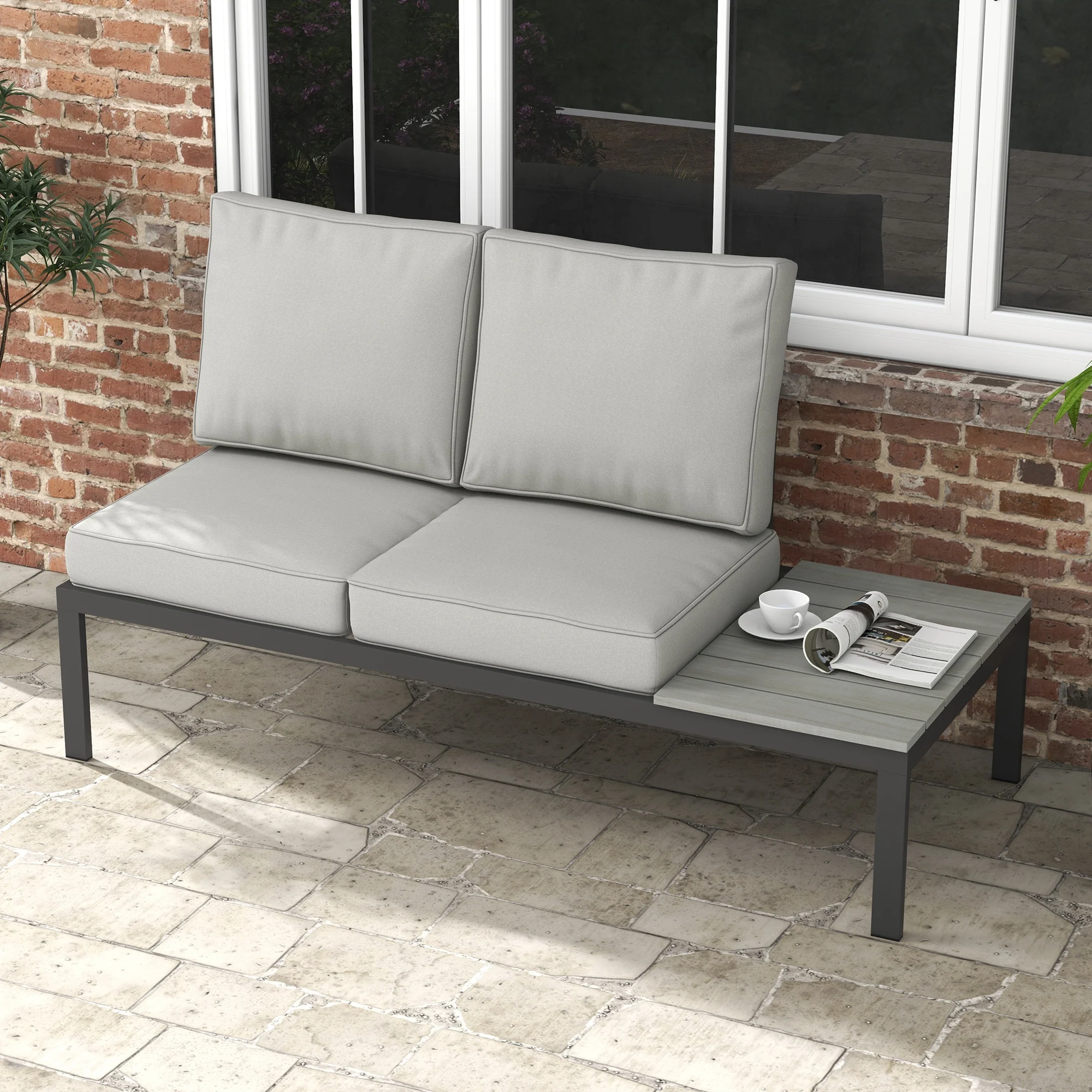 2 Seater Outdoor Water Repellent Seat Pads for Dining Chair, Swing, Sofa, Light Grey - Image 9